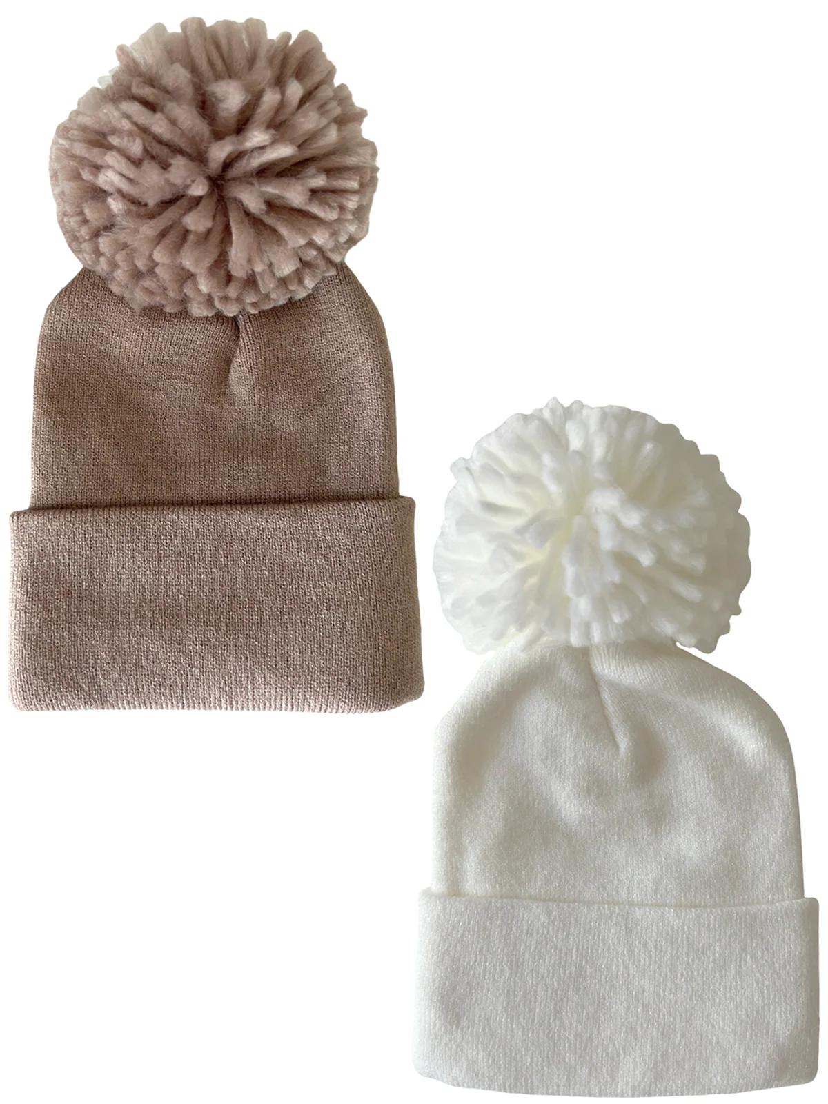 2-Pack Baby's First HatĀ®, Tan/Warm White Pom