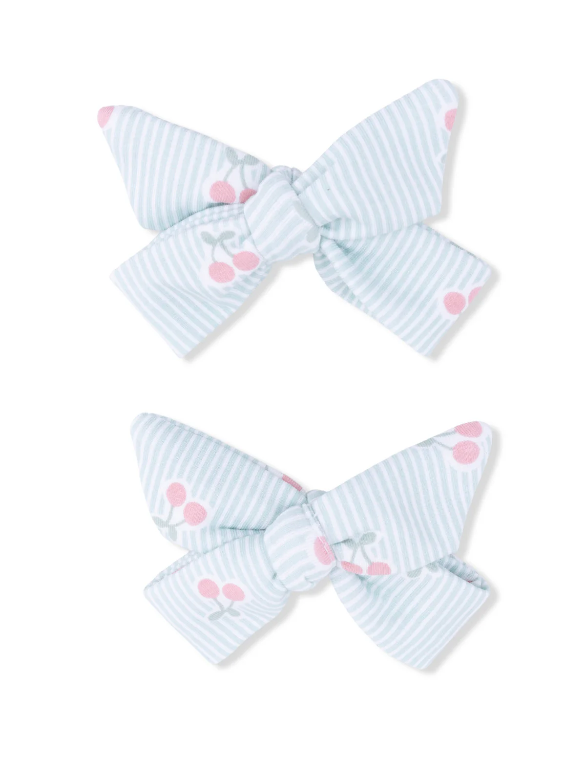 2-Pack Hair Bows w/Clips, Tiny Cherry Stripe
