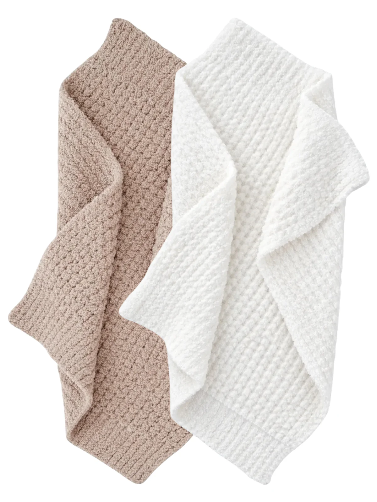 2-Pack Phufy® Bliss Mini Blanket, Desert Tan/White Waffle
