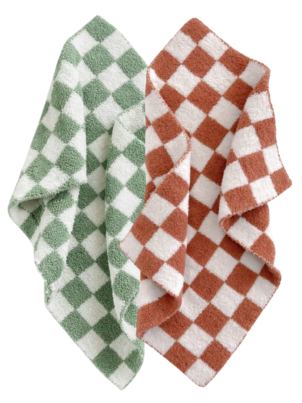2-Pack Phufy® Bliss Mini Blanket, Nutmeg/Sage Checkerboard