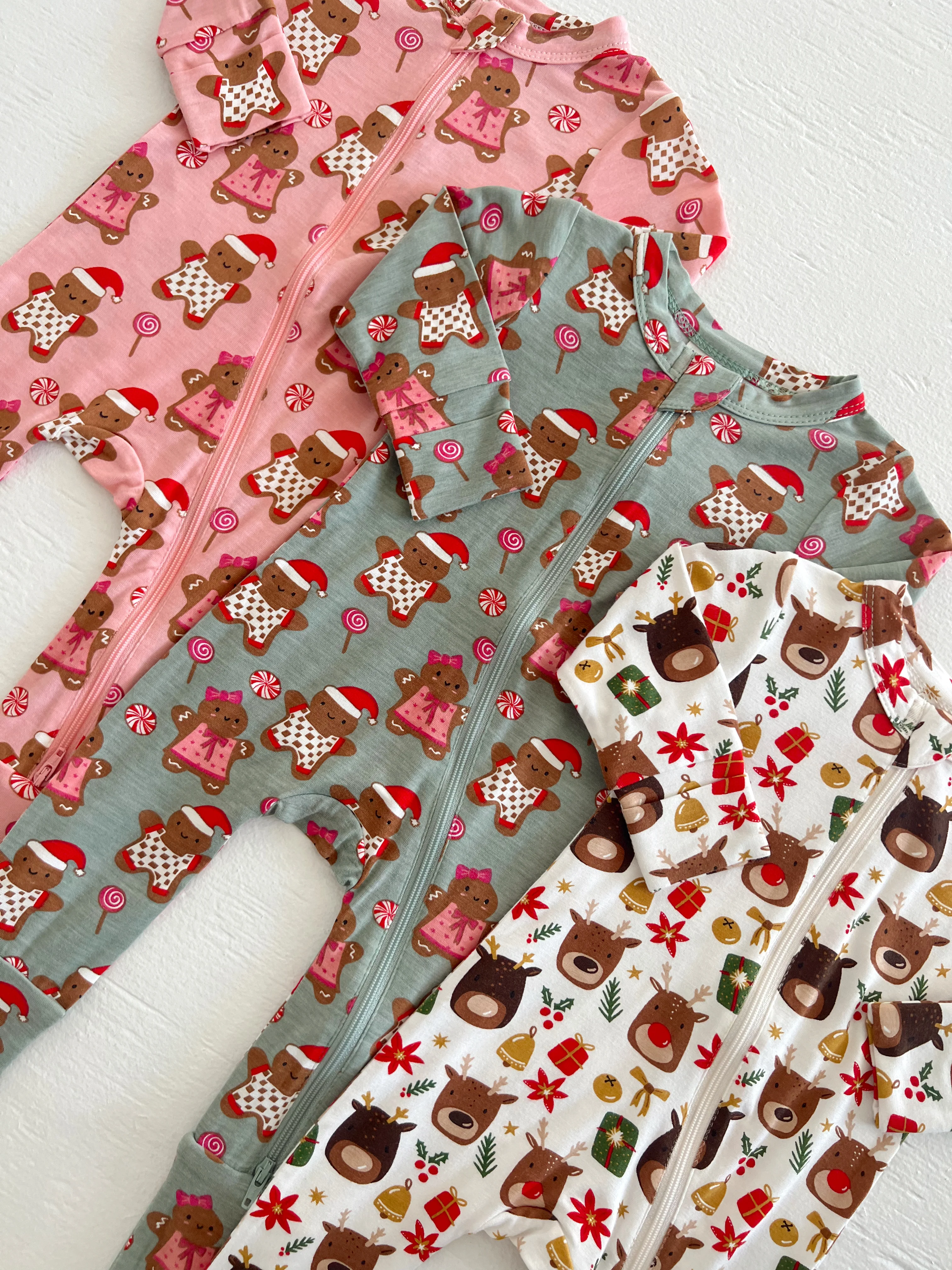 2-Way Convertible Zip Romper, Gingerbread Friends Green - Image 4