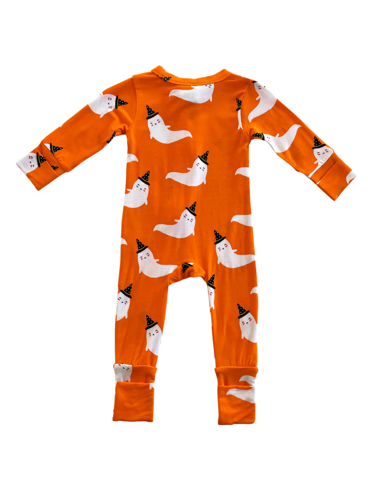 2-Way Convertible Zip Romper, Orange Ghost - Image 4