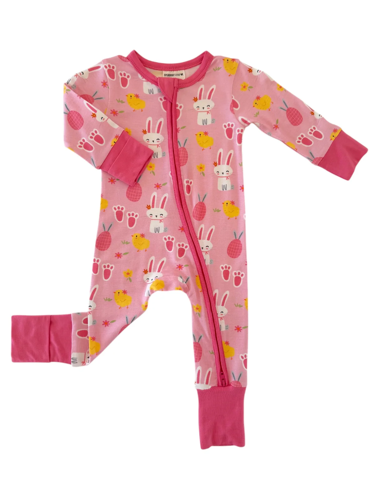 2-Way Convertible Zip Romper, Pink Easter Bunny - Image 3
