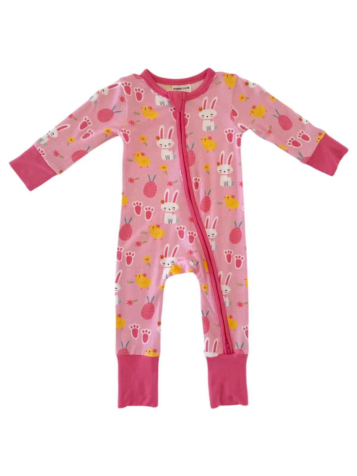 2-Way Convertible Zip Romper, Pink Easter Bunny - Image 4