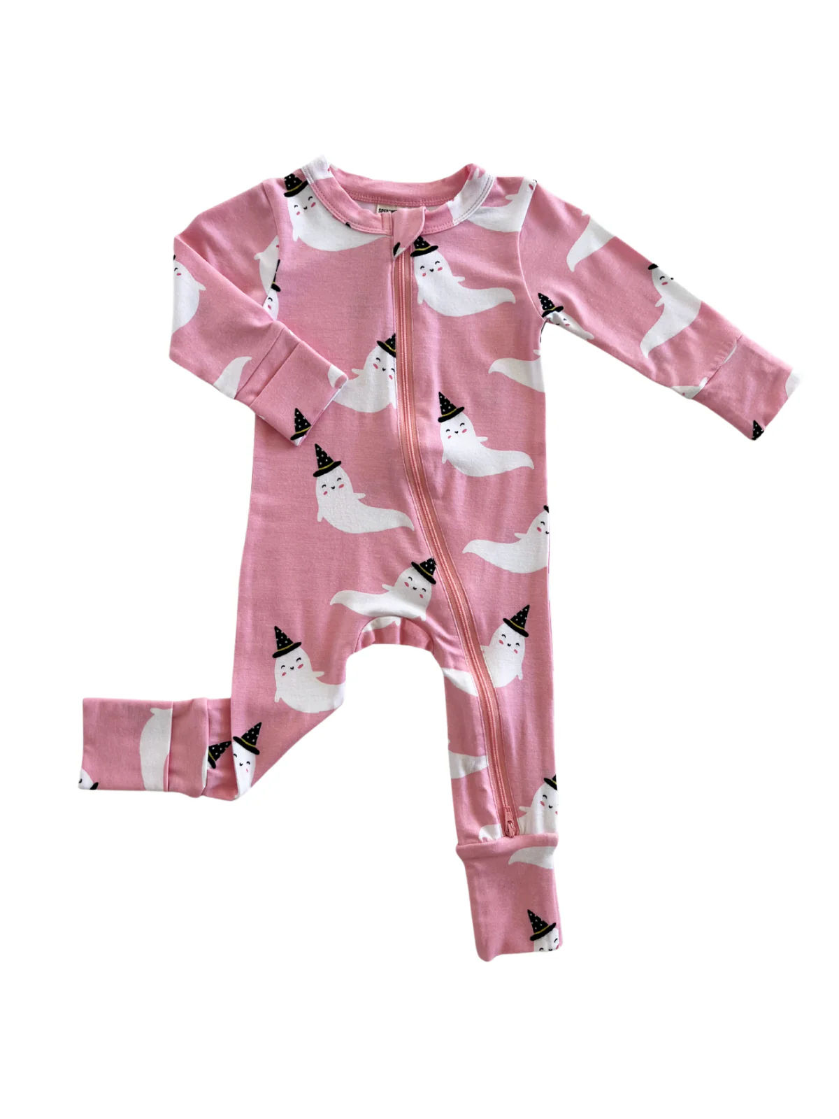2-Way Convertible Zip Romper, Pink Ghost - Image 2