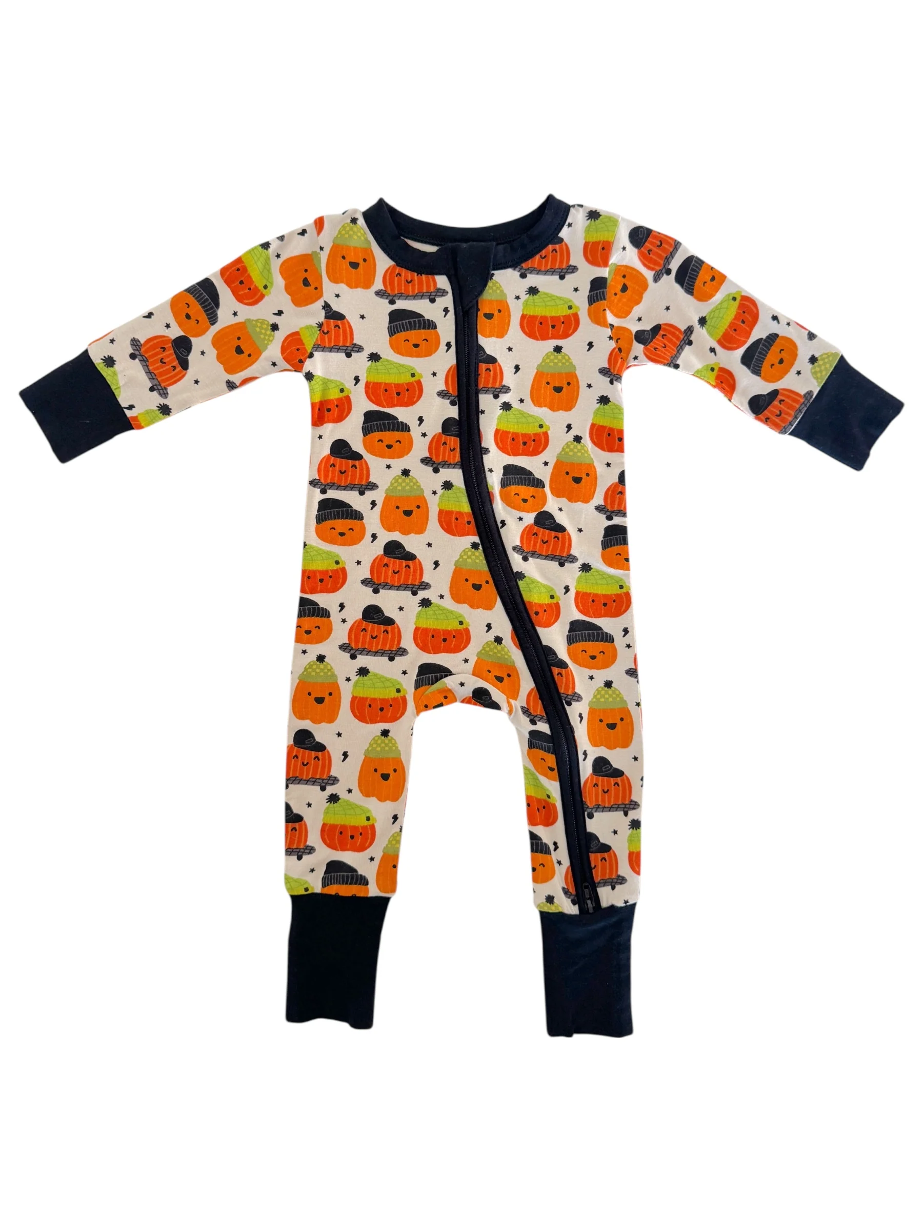 2-Way Convertible Zip Romper, Pumpkin Buds - Image 3