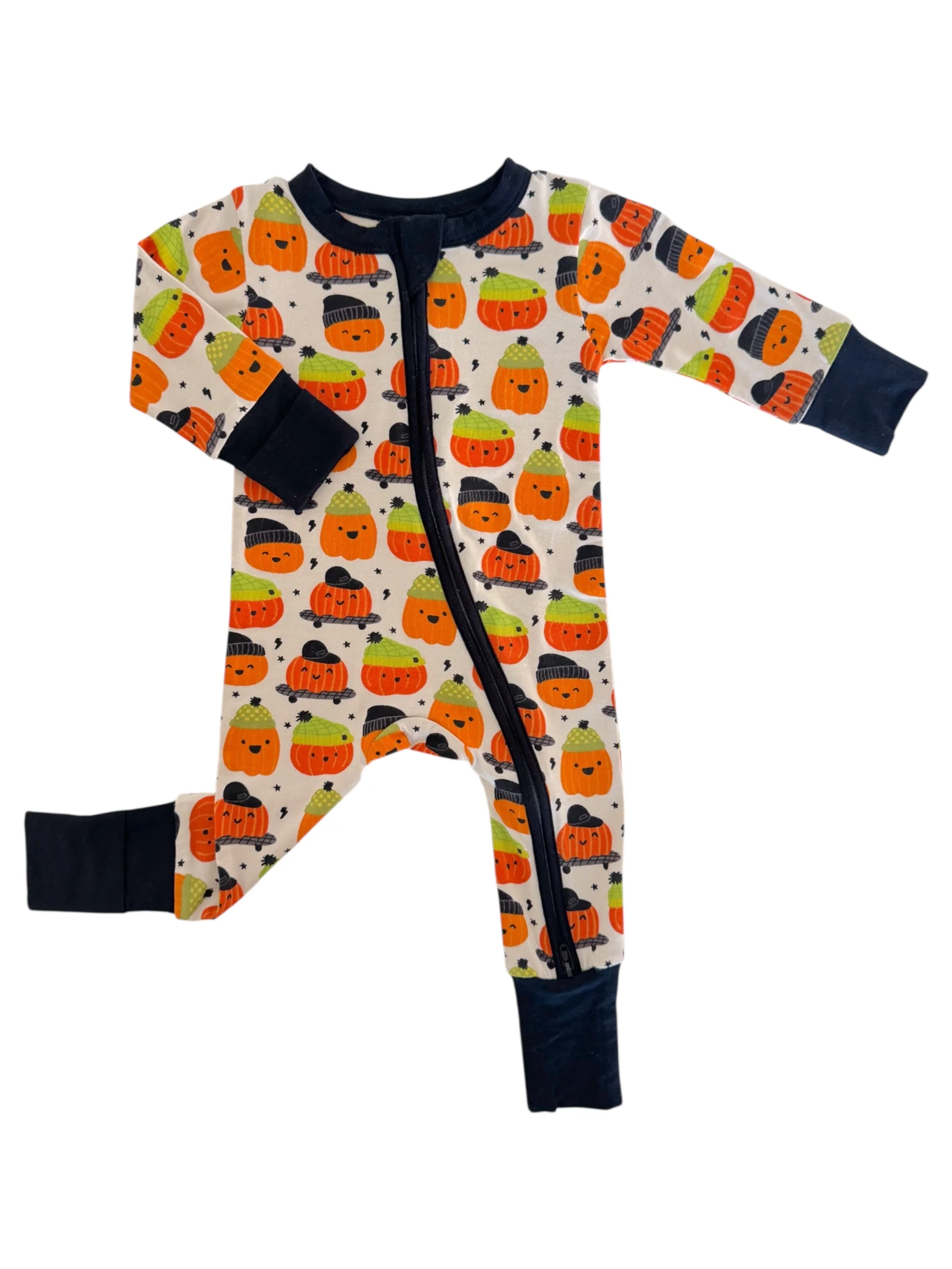 2-Way Convertible Zip Romper, Pumpkin Buds - Image 5