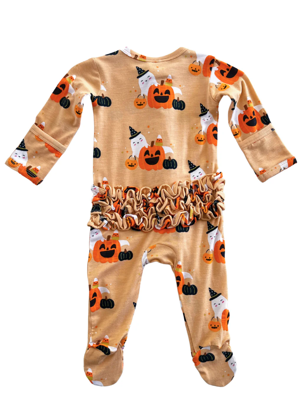 2-Way Ruffle Zip Footie, Halloween Cluster - Image 2