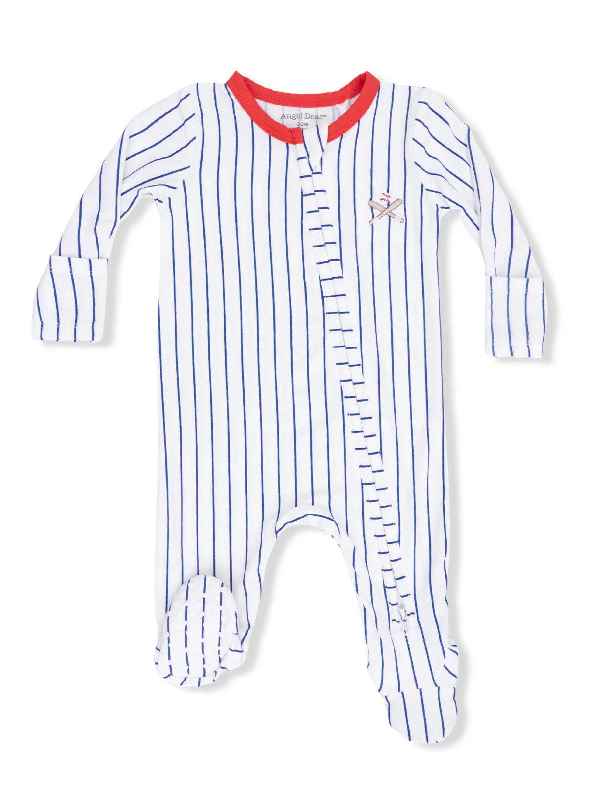 2-Way Zip Footie, Baseball Stripe