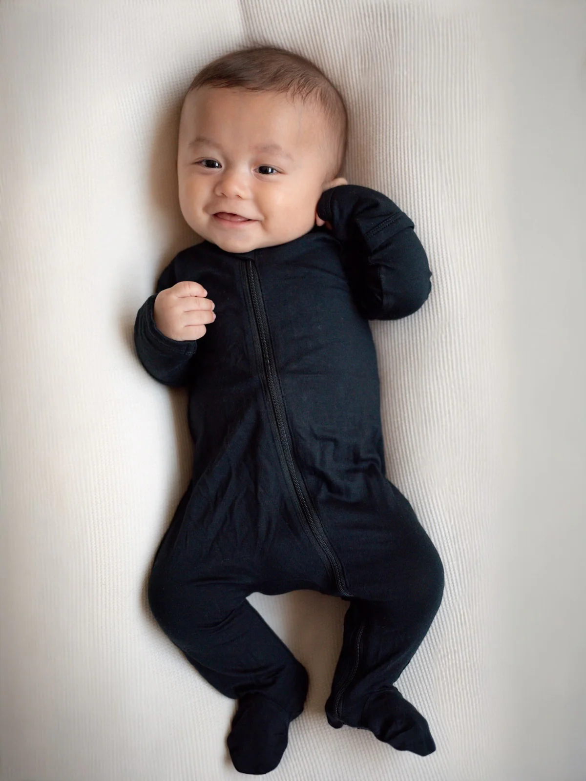 2-Way Zip Footie, Black - Image 3