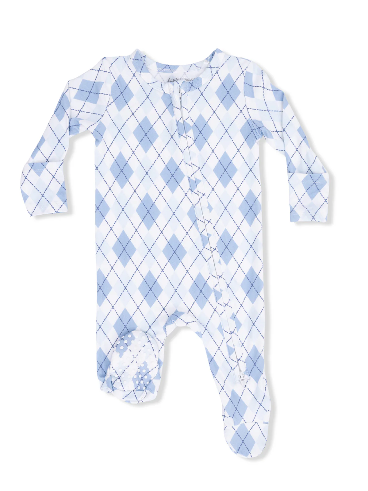 2-Way Zip Footie, Blue Argyle
