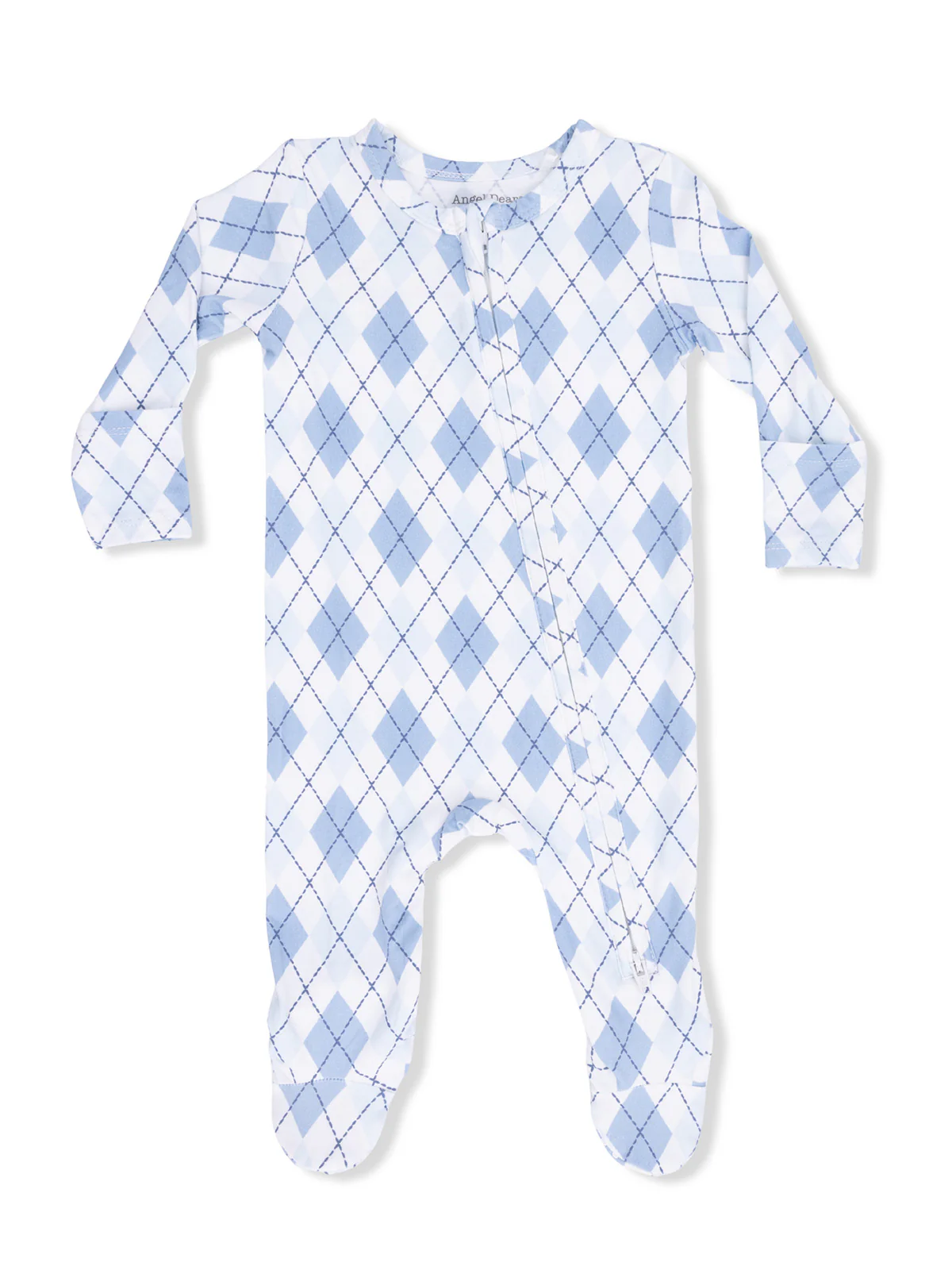 2-Way Zip Footie, Blue Argyle - Image 4