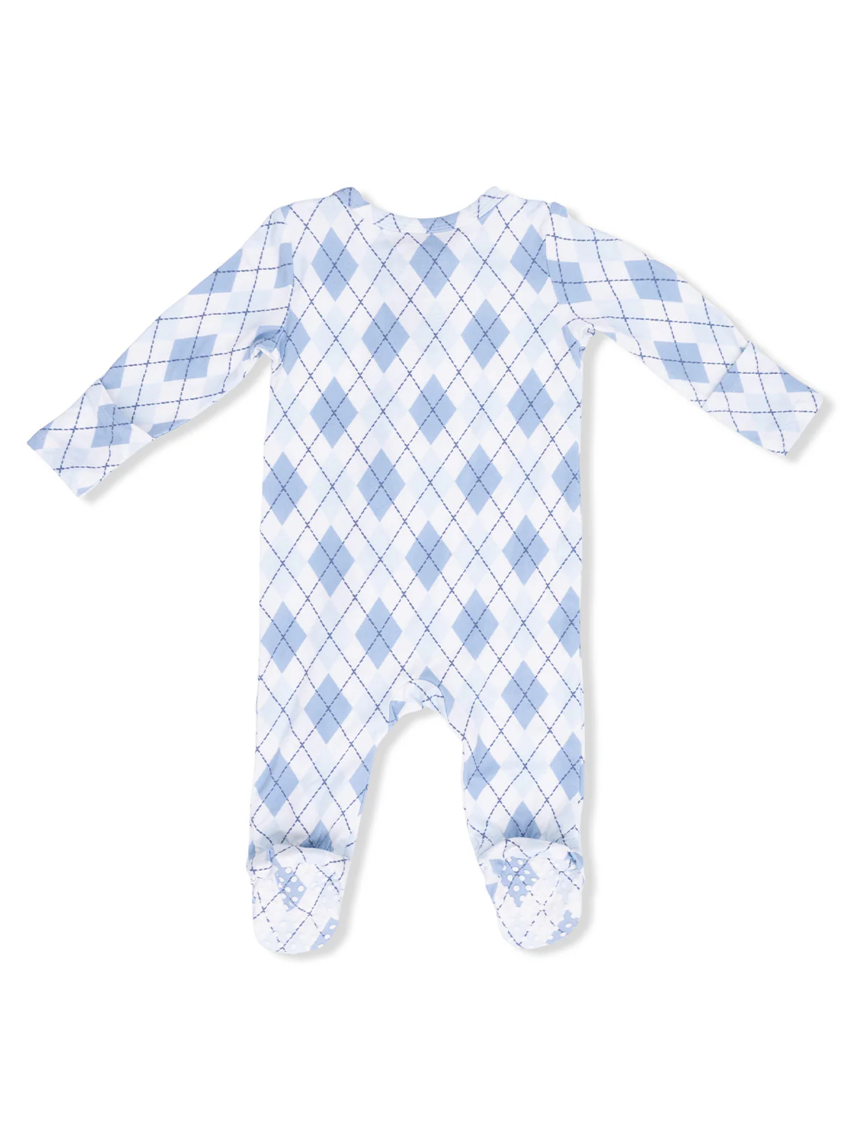 2-Way Zip Footie, Blue Argyle - Image 5