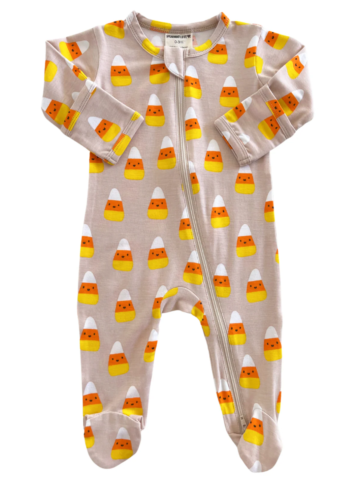 2-Way Zip Footie, Candy Corn - Image 2