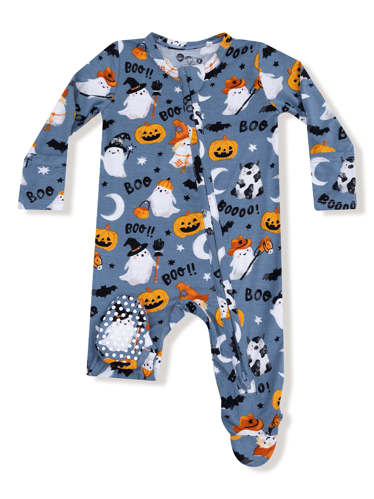 2-Way Zip Footie, Costumed Ghosts - Image 2