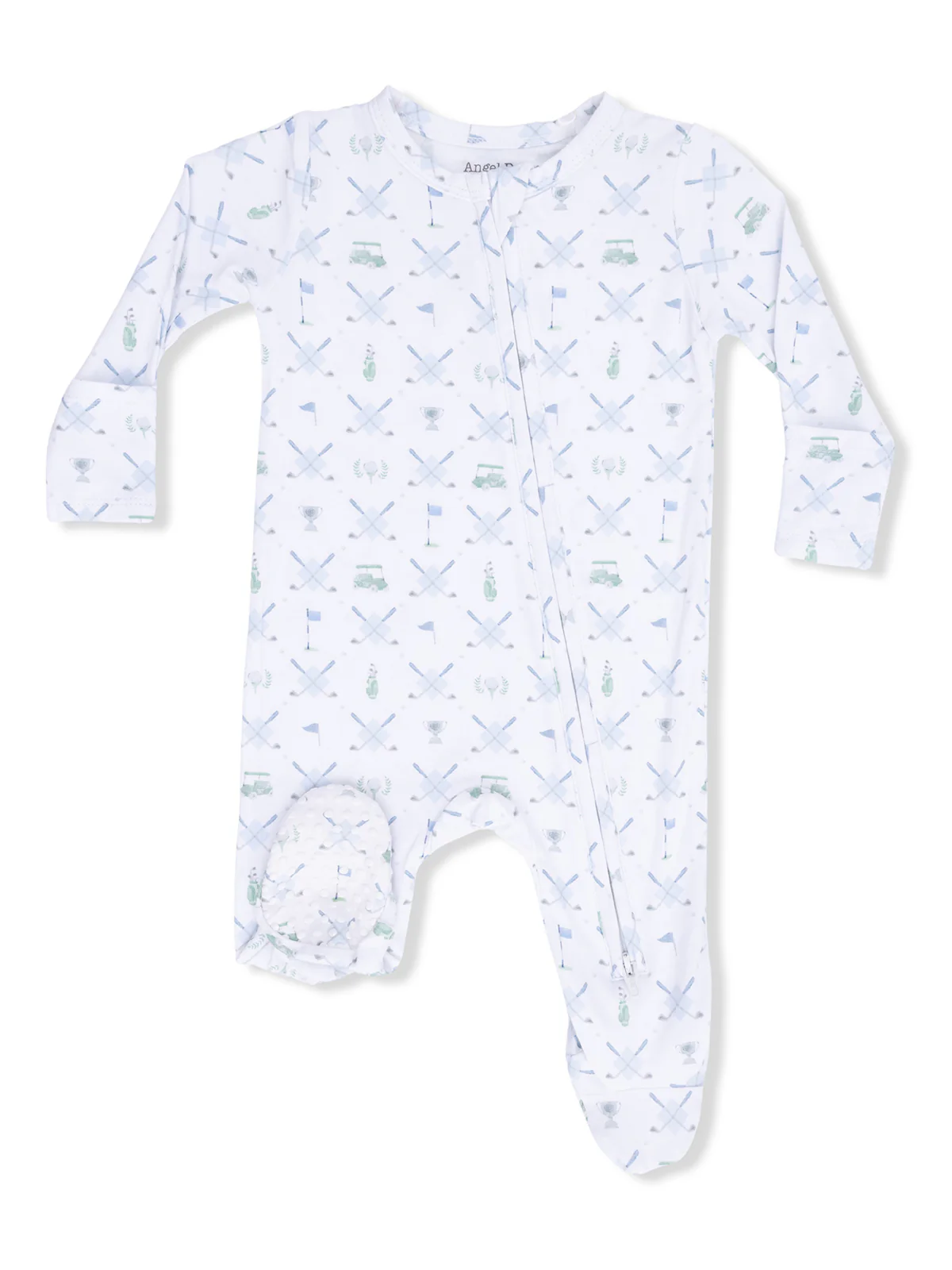 2-Way Zip Footie, Golf Trellis Blue