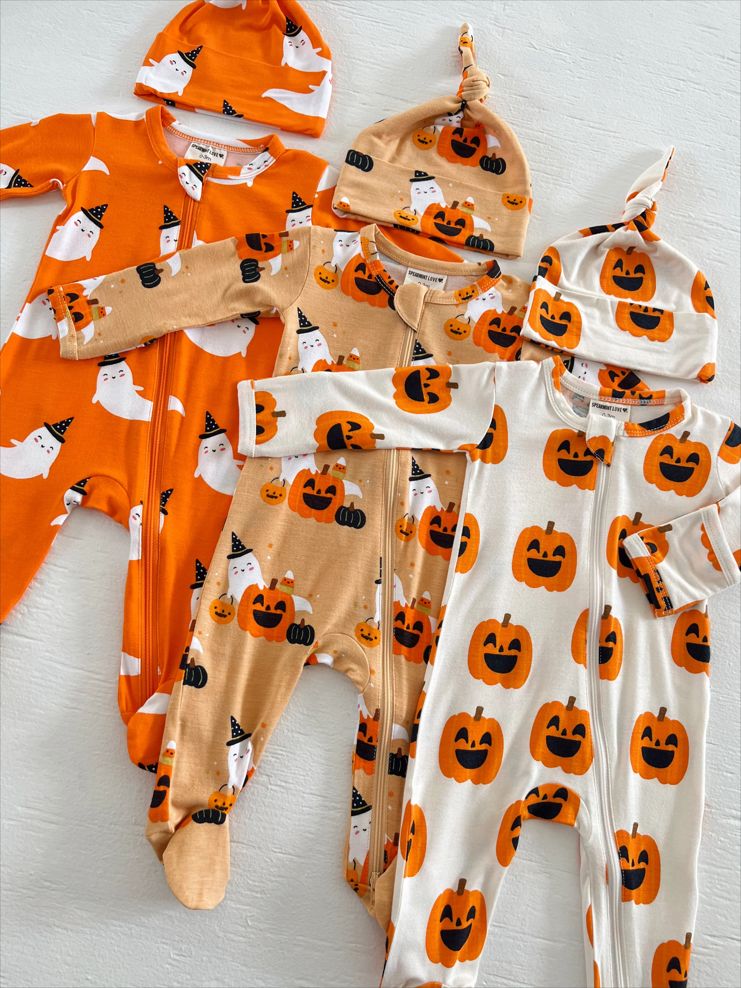 2-Way Zip Footie, Orange Ghost - Image 4
