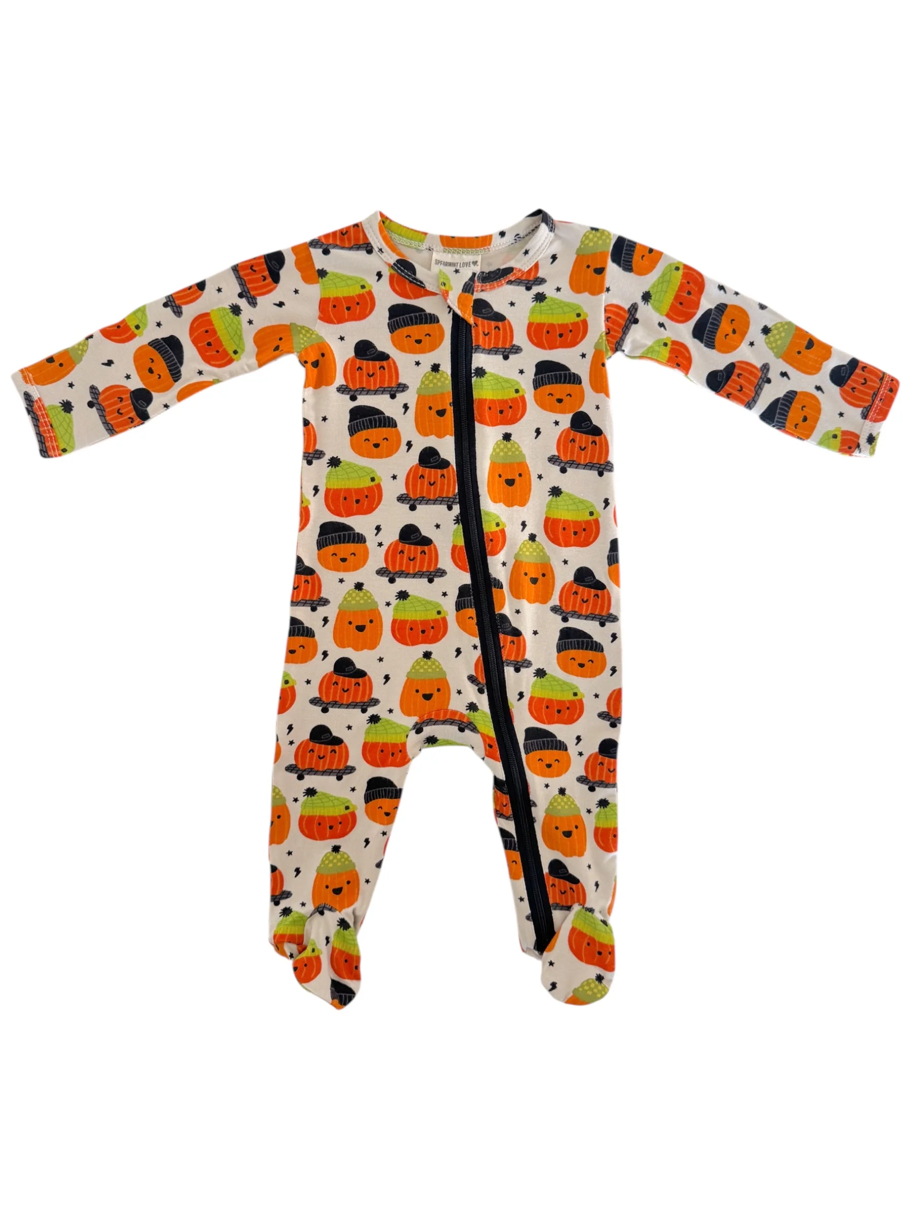 2-Way Zip Footie, Pumpkin Buds - Image 5