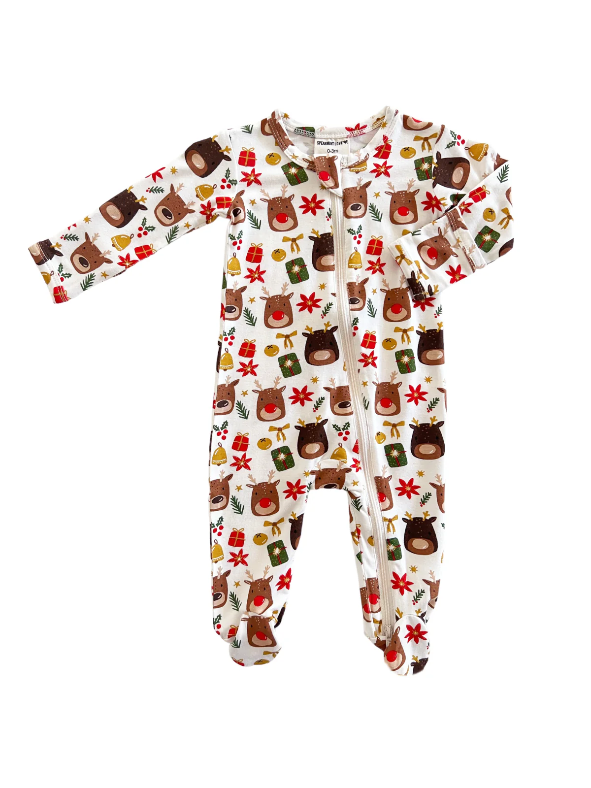 2-Way Zip Footie, Reindeer Friends - Image 2