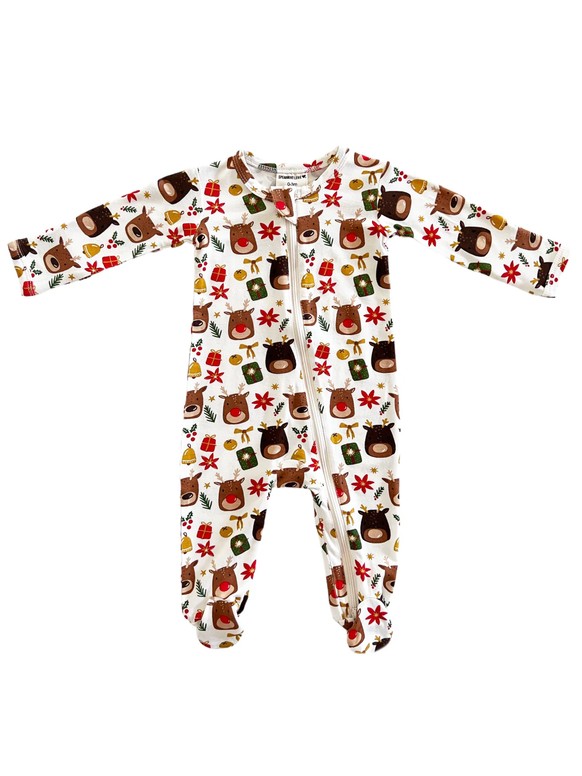 2-Way Zip Footie, Reindeer Friends - Image 3