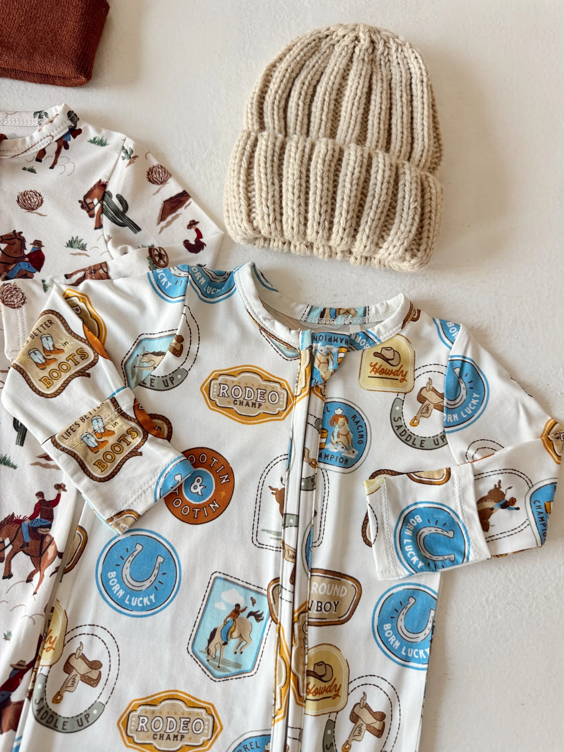 2-Way Zip Footie, Rodeo Patches - Image 3
