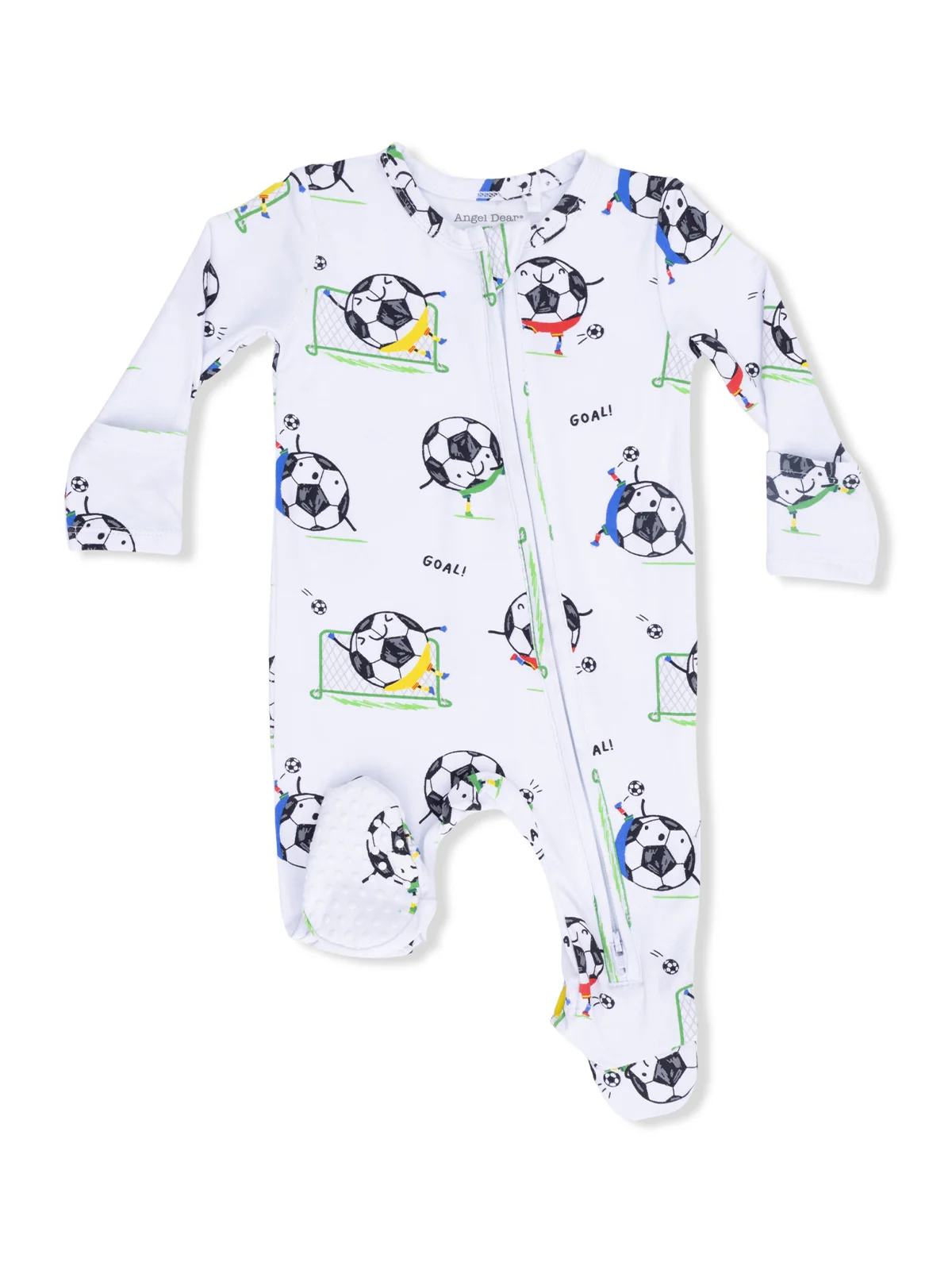 2-Way Zip Footie, Soccer Balls Playing Soccer Blue
