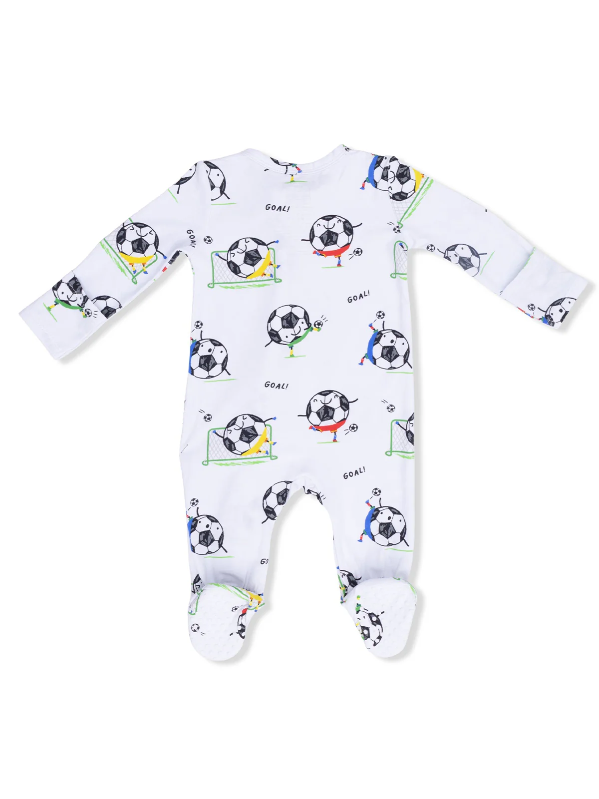 2-Way Zip Footie, Soccer Balls Playing Soccer Blue - Image 2