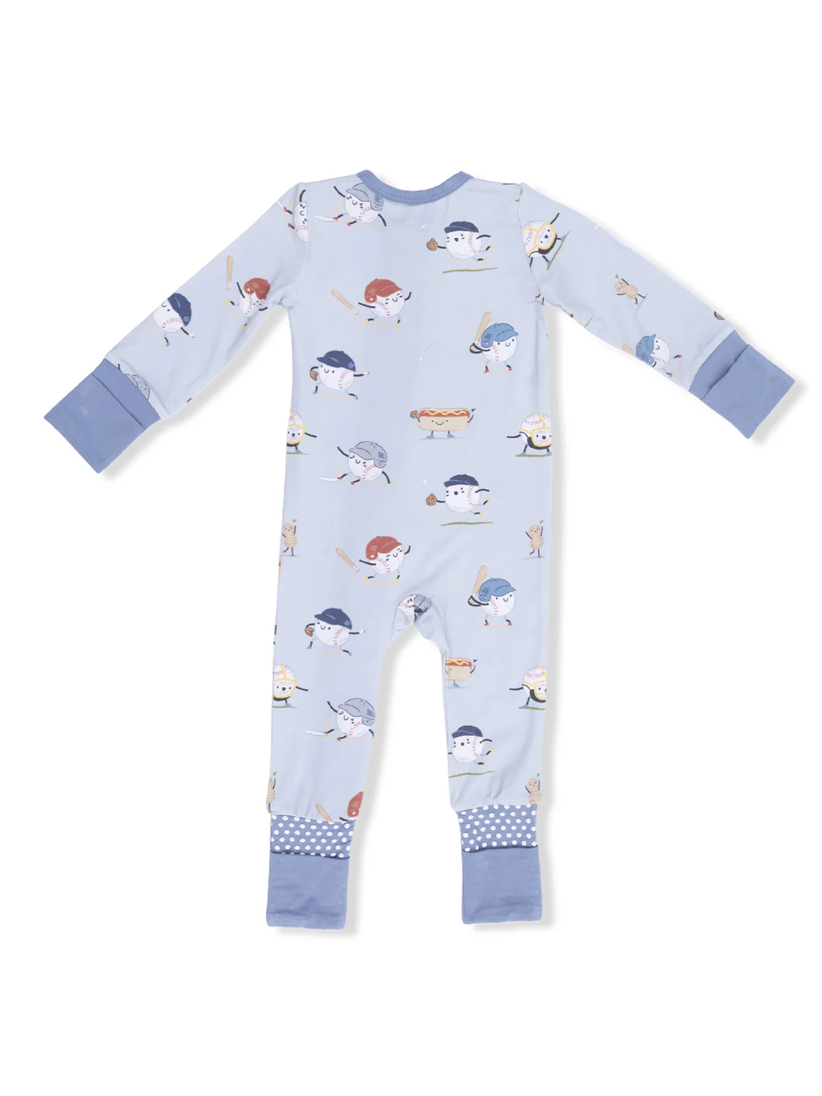 2-Way Zip Romper, Baseballs Playing Baseball - Image 2