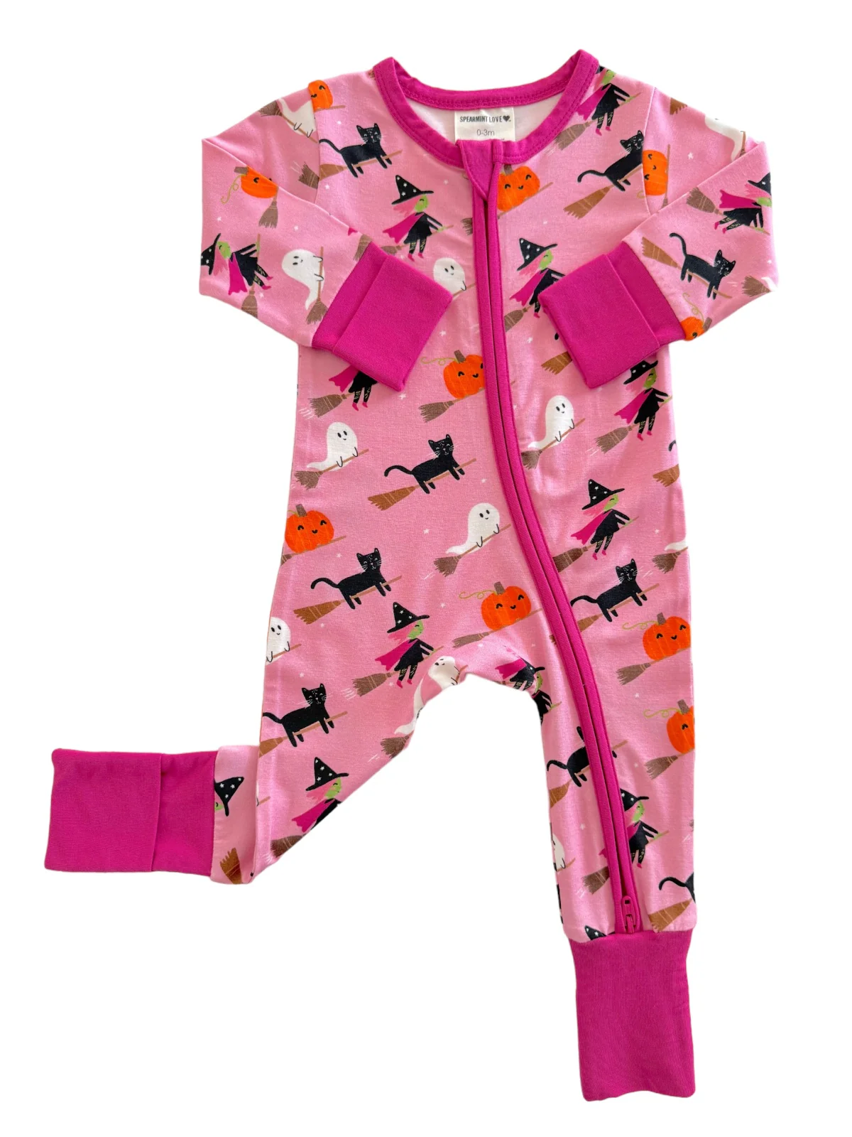 2-Way Convertible Zip Romper, Broomstick Friends Pink - Image 2
