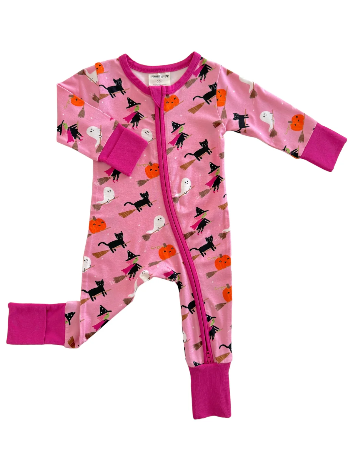2-Way Convertible Zip Romper, Broomstick Friends Pink - Image 3