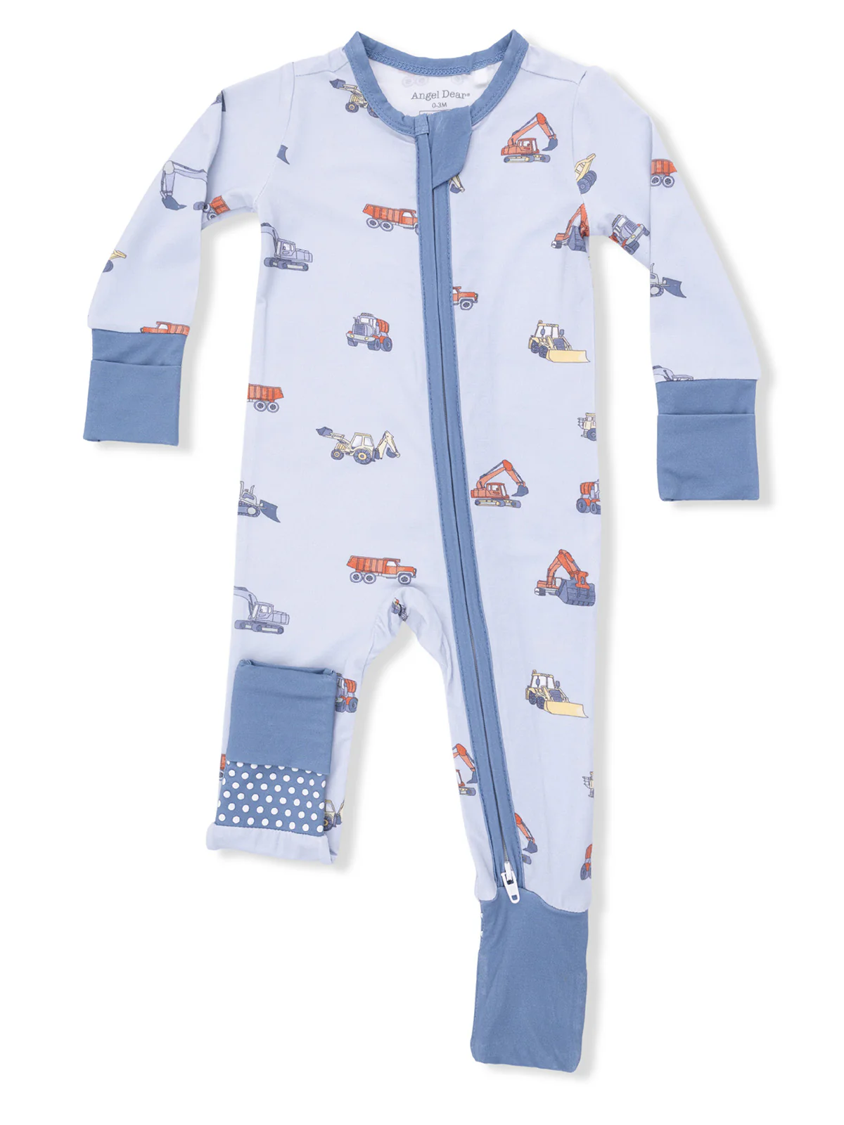 2-Way Zip Romper, Construction Vehicles