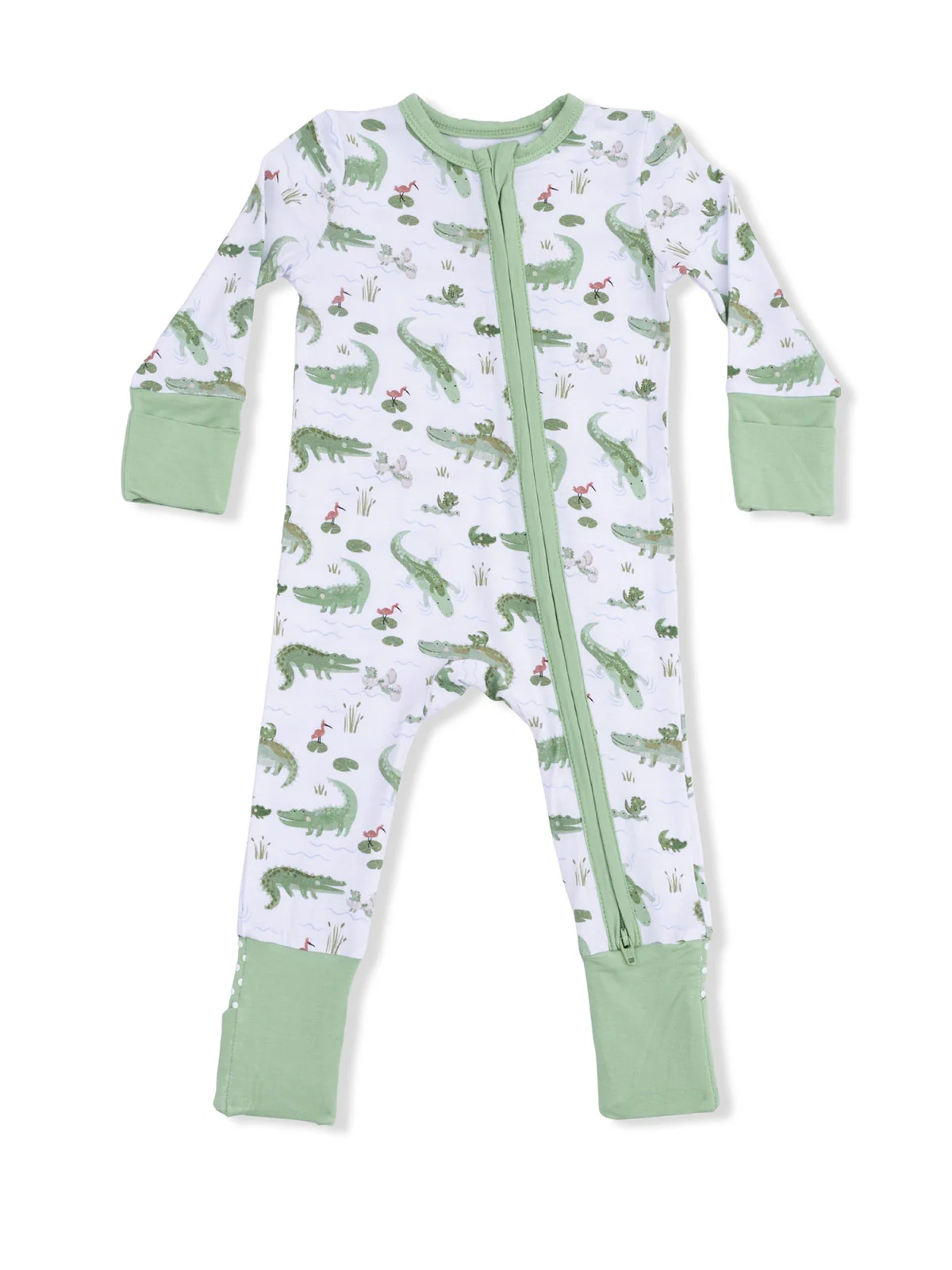 2-Way Zip Romper, Crayon Alligators