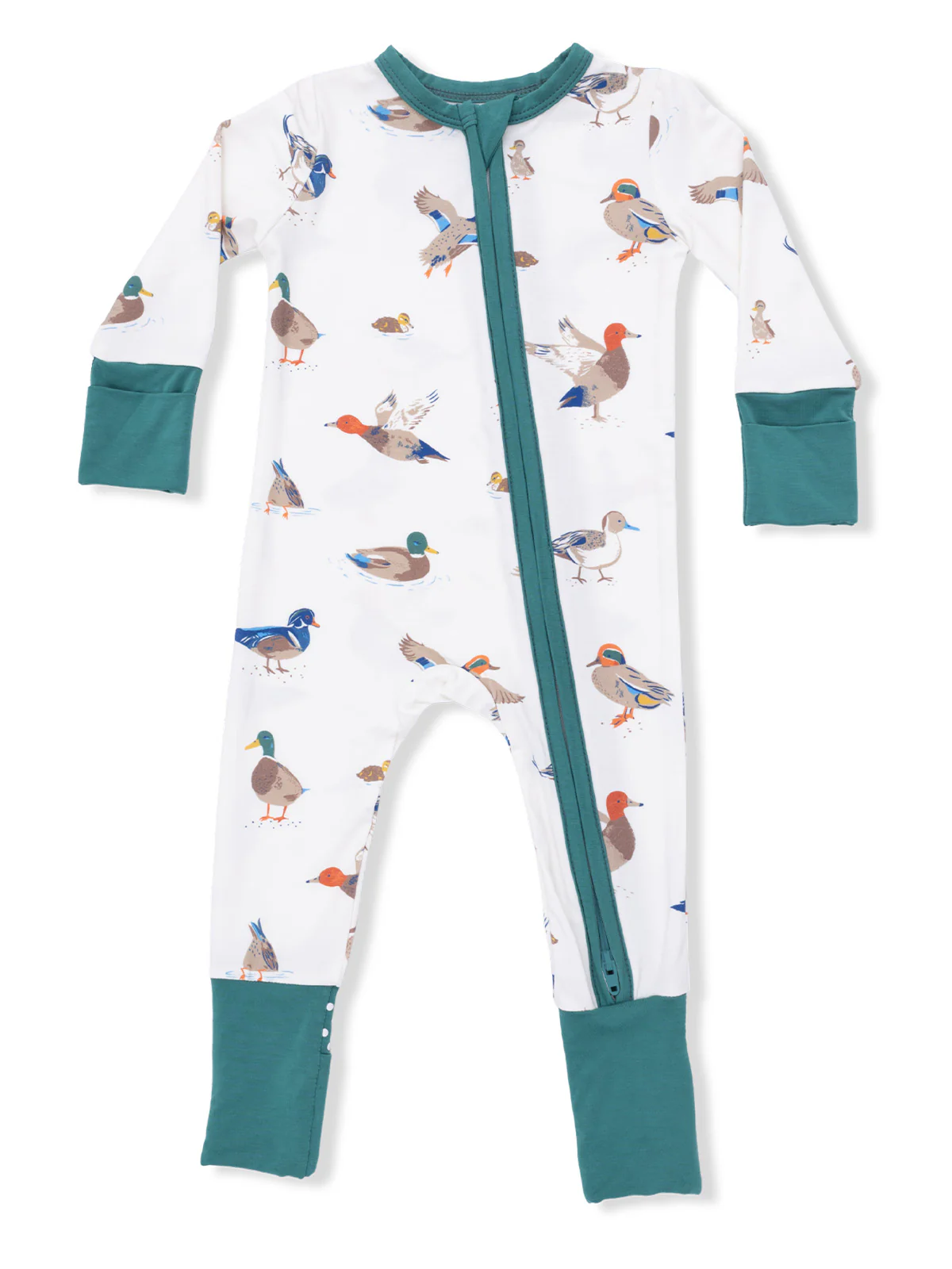 2-Way Zip Romper, Ducks