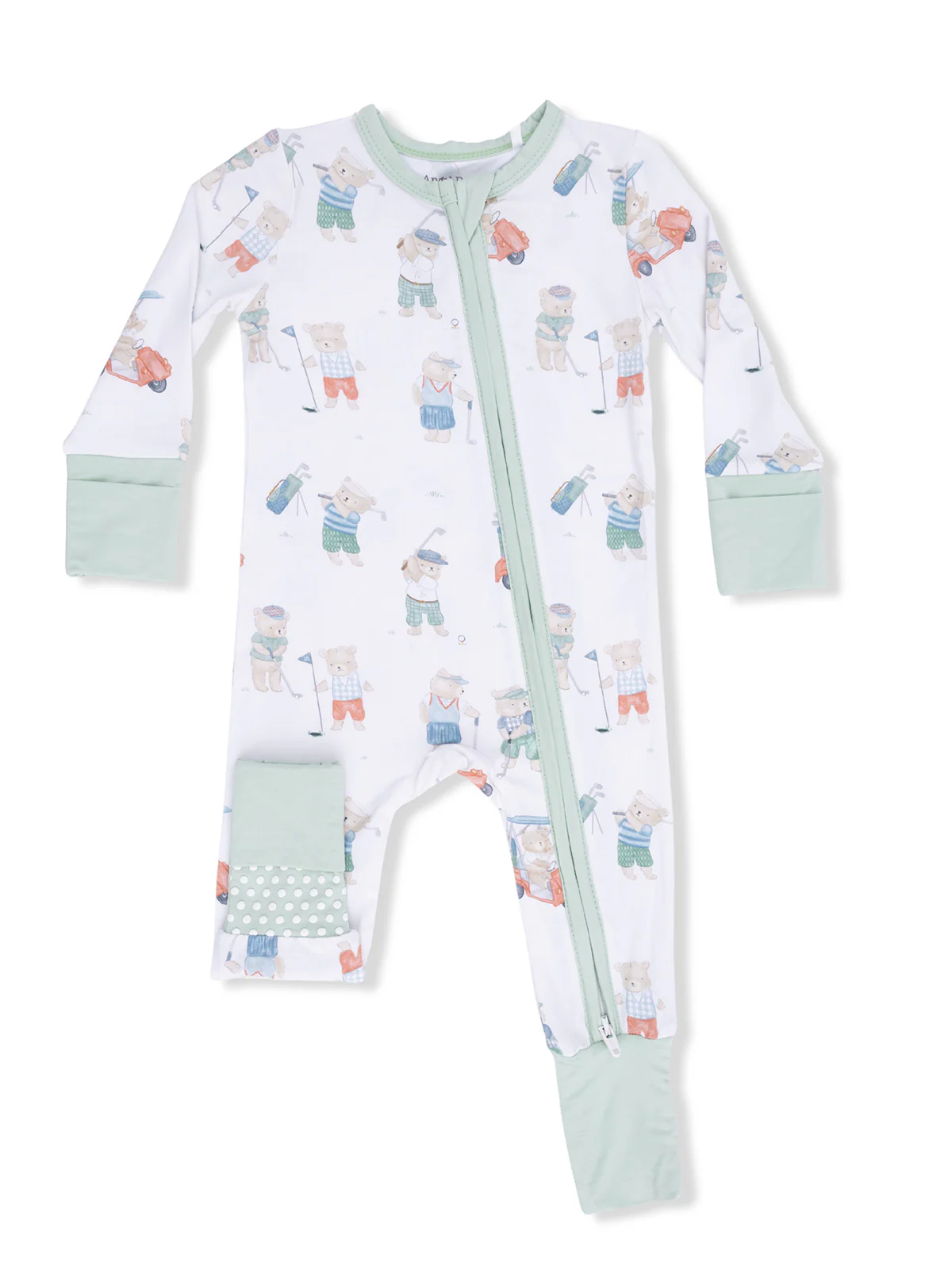 2-Way Zip Romper, Golfing Teddy Bears
