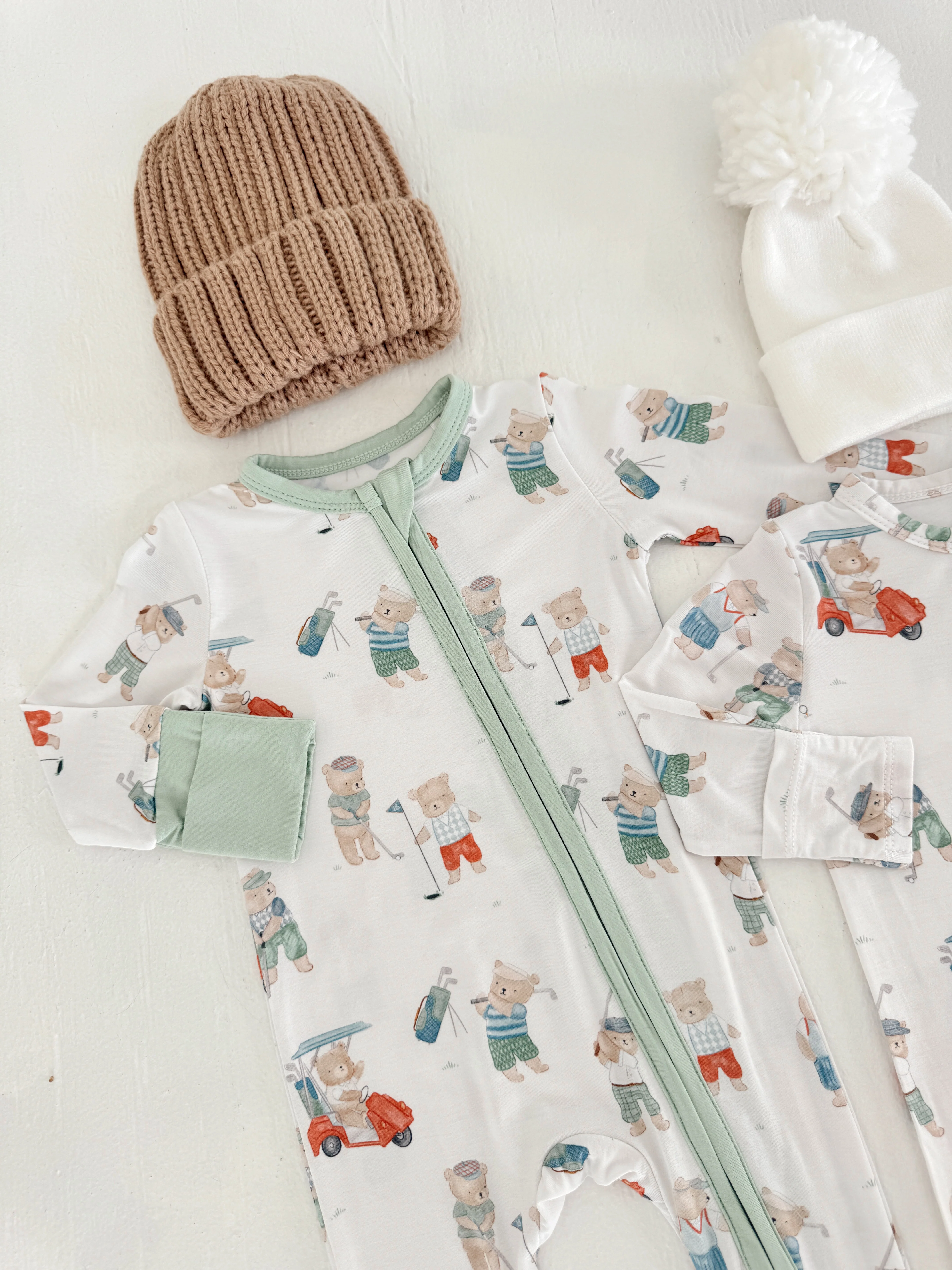 2-Way Zip Romper, Golfing Teddy Bears - Image 3