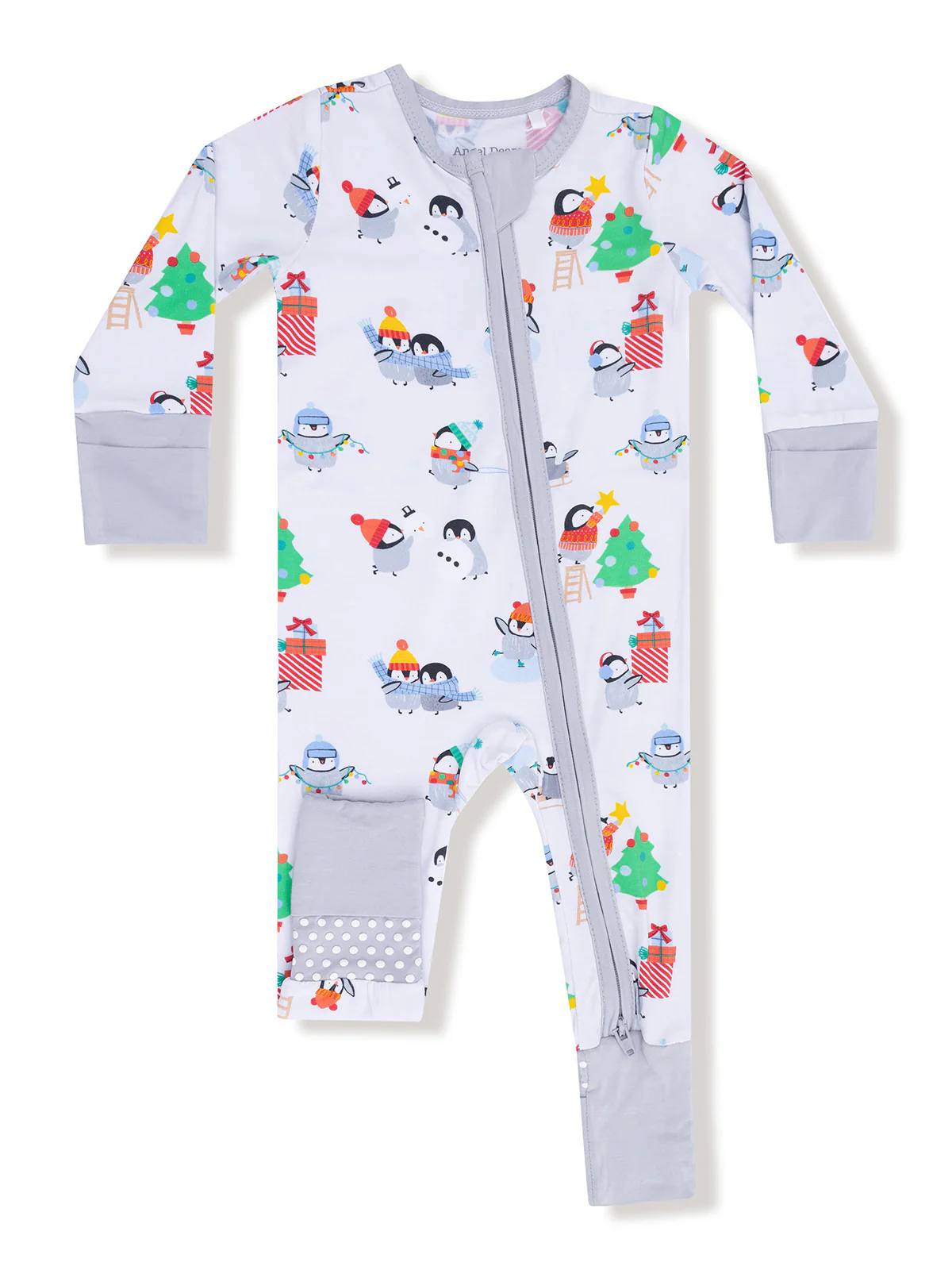 2-Way Zip Romper, Holiday Penguins