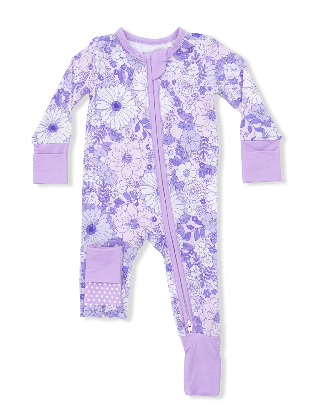 2-Way Zip Romper, Lacy Lavender Floral