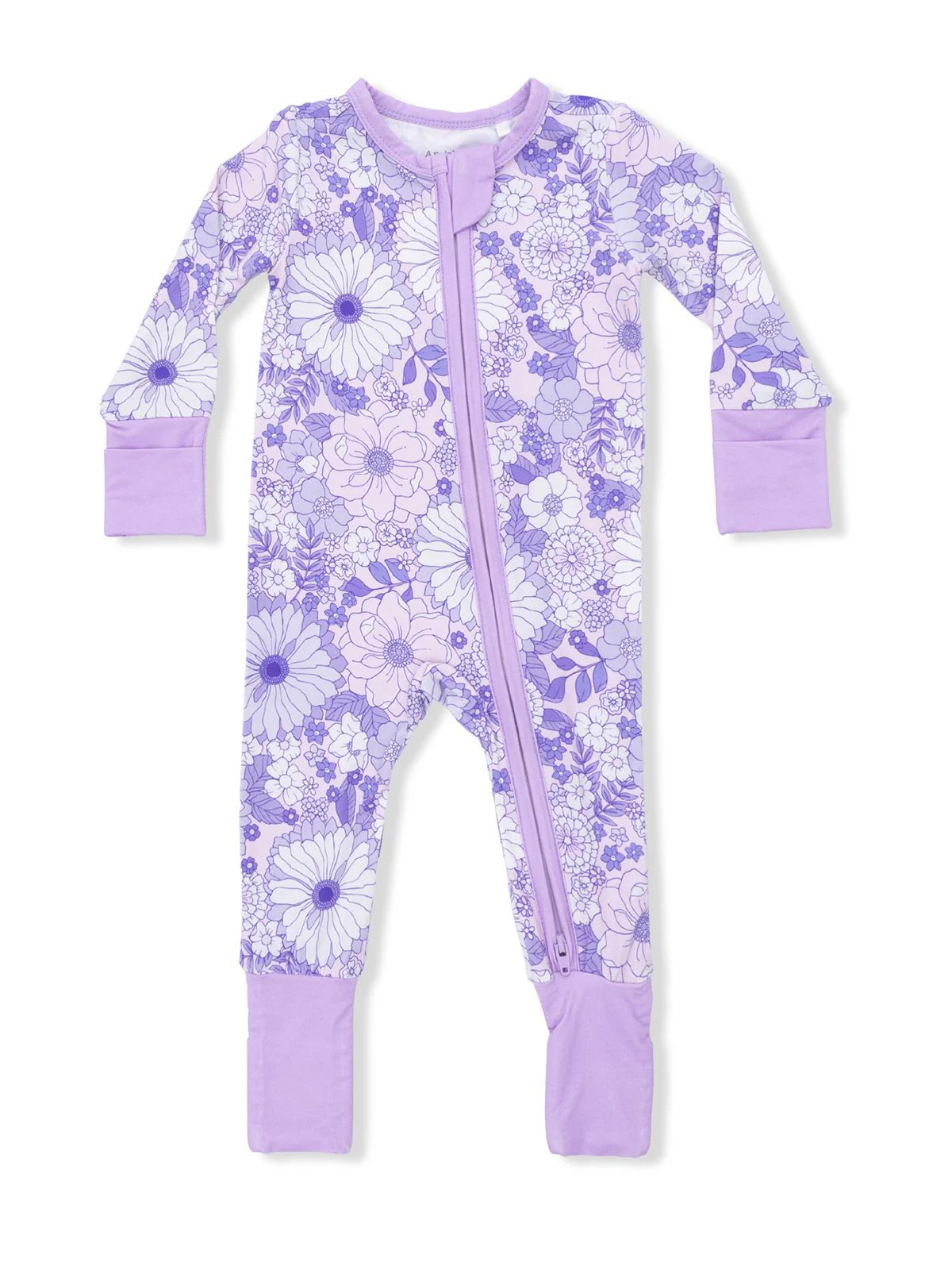 2-Way Zip Romper, Lacy Lavender Floral - Image 2
