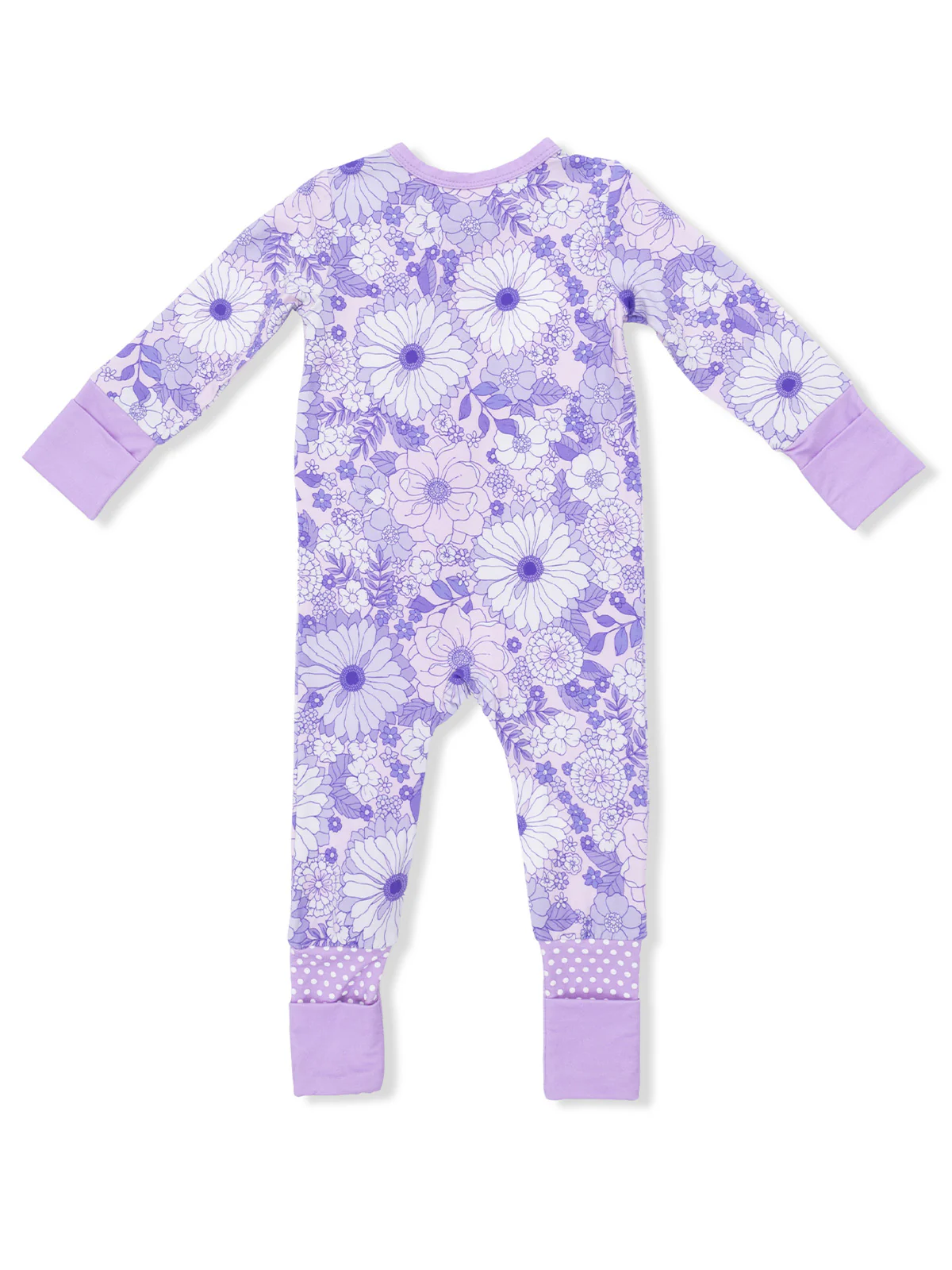 2-Way Zip Romper, Lacy Lavender Floral - Image 3