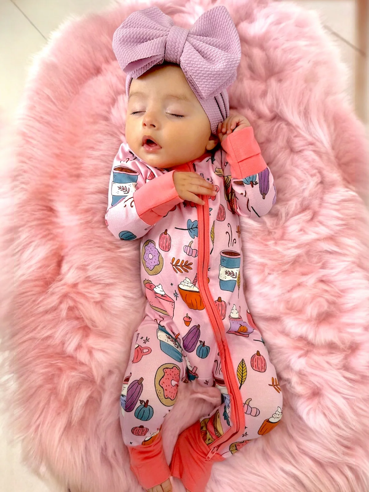 2-Way Convertible Zip Romper, Pumpkin Spice Latte Pink - Image 3