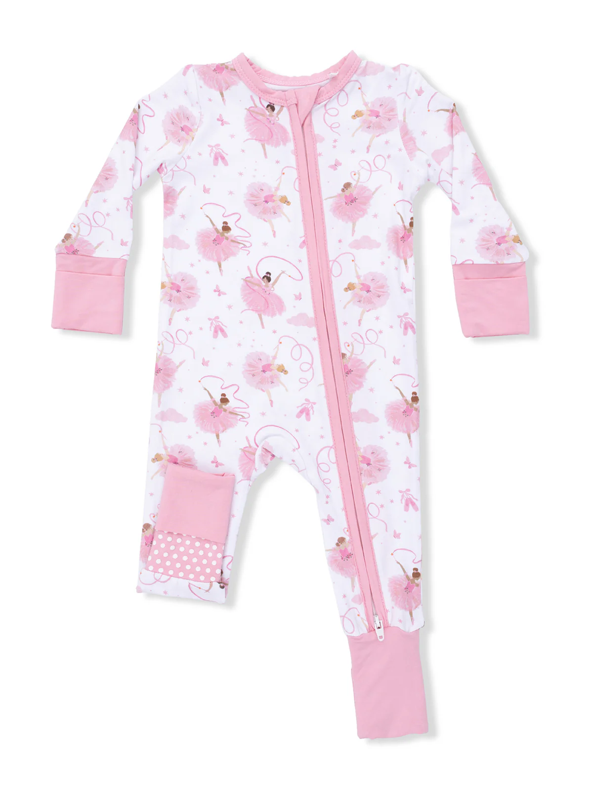 2-Way Zip Romper, Ribbon Ballerinas - Image 2