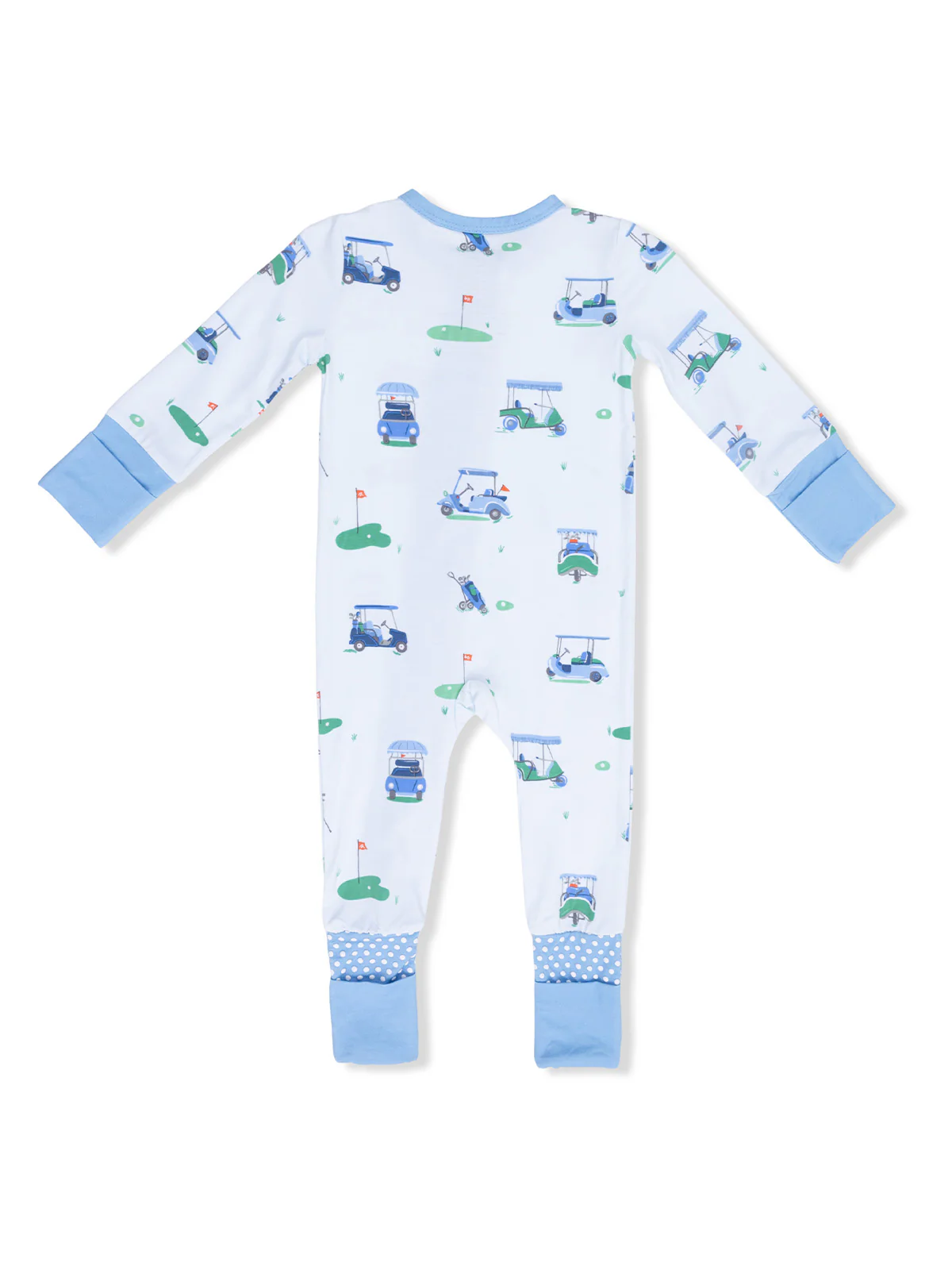 2-Way Zip Romper, Vintage Golf Carts Blue - Image 2