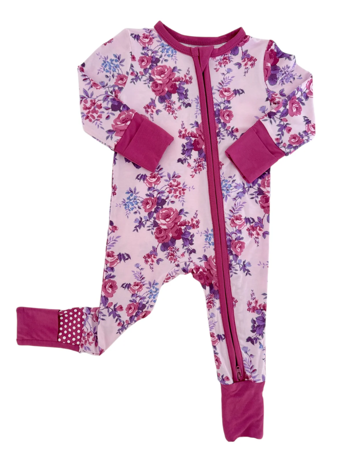2-Way Zip Romper, Violet Rose - Image 3