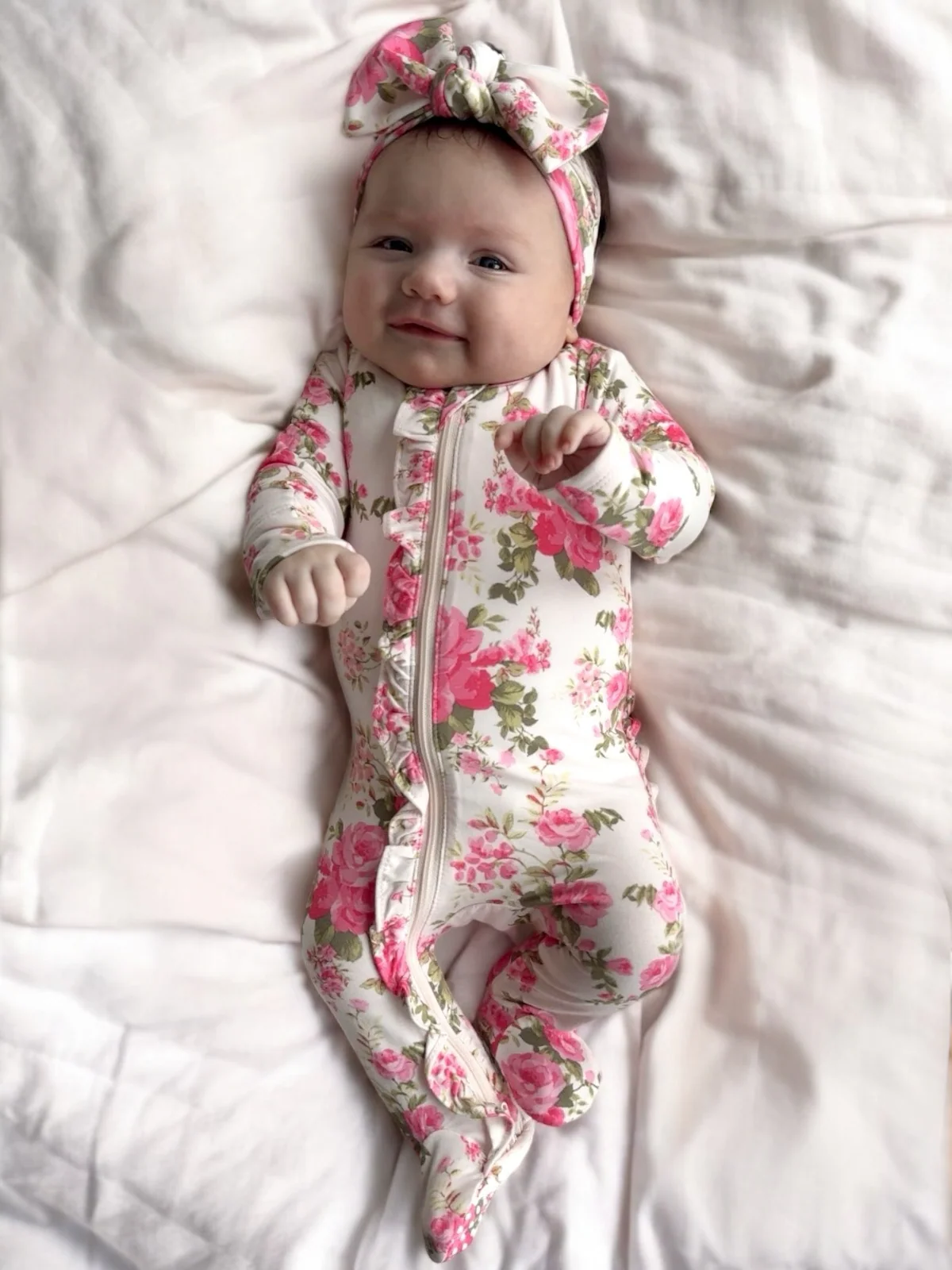 2-Way Zip Ruffle Footie, Country Daydream