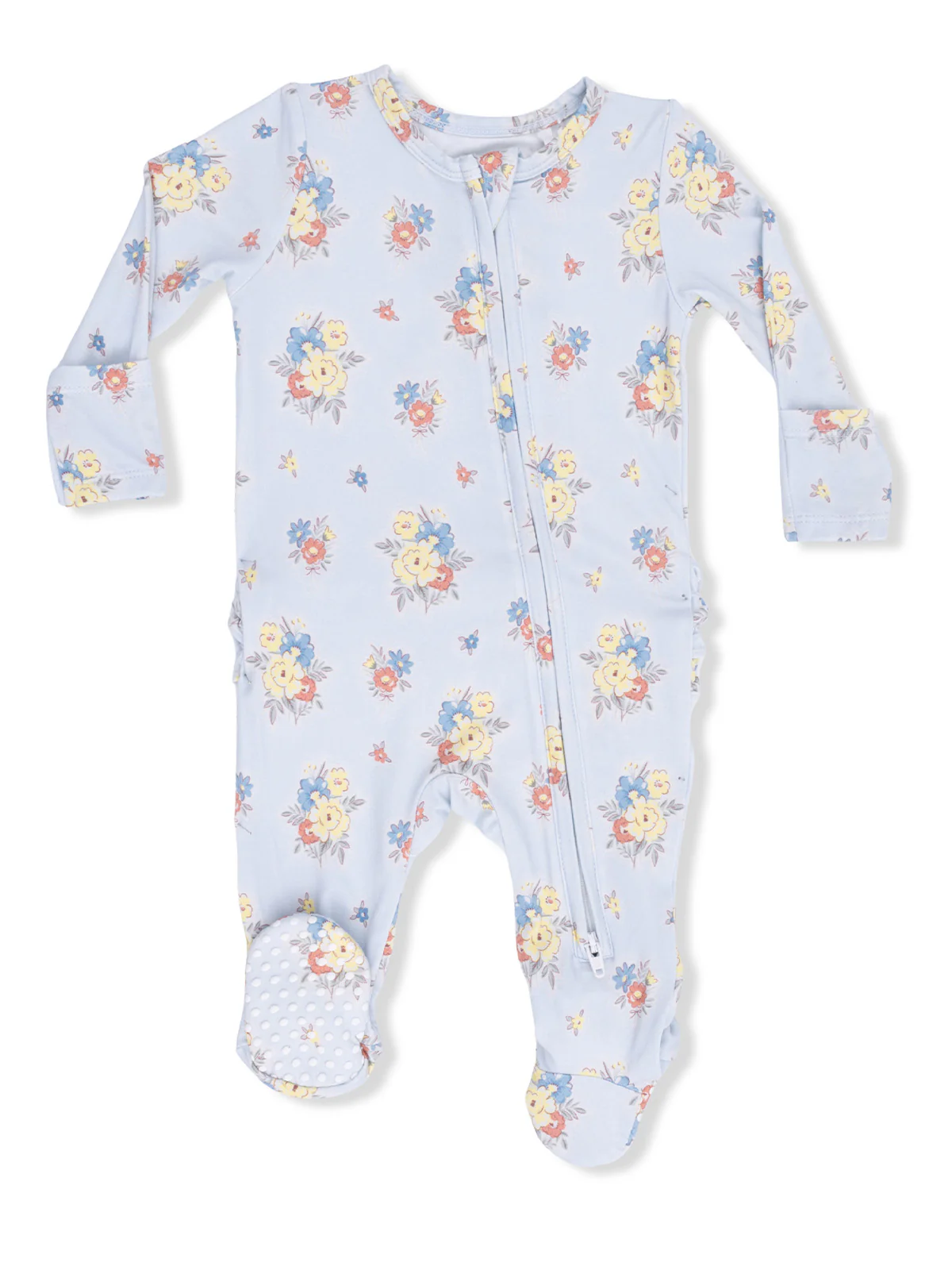 2-Way Zip Ruffle Footie, Country Stitch Floral