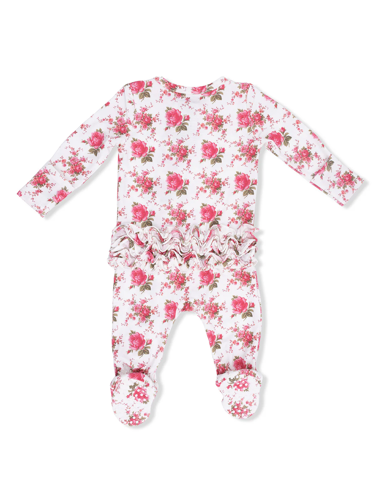 2-Way Zip Ruffle Footie, Elegant Roses - Image 2