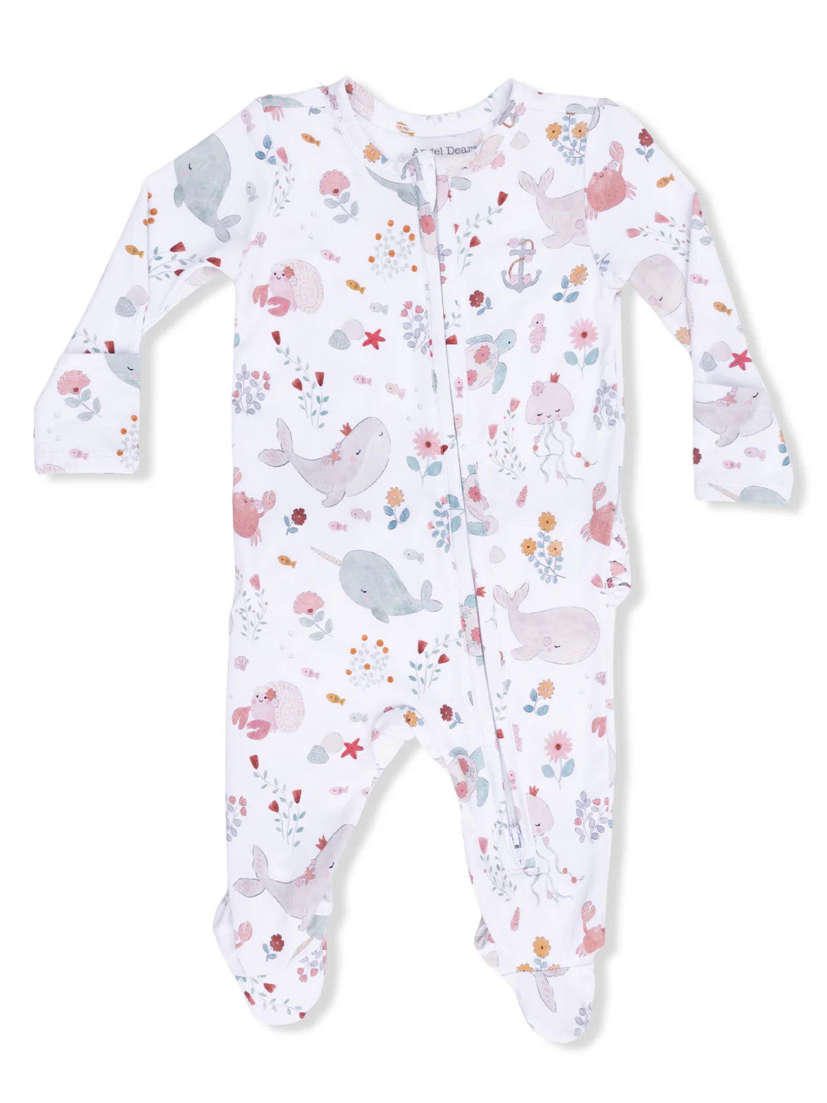 2-Way Zip Ruffle Footie, Garden Sea Creatures