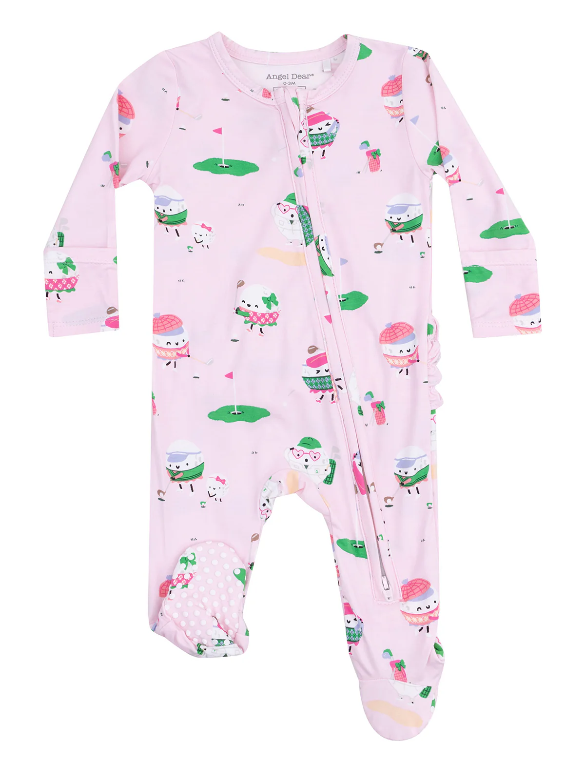2-Way Zip Ruffle Footie, Golf Pros Pink