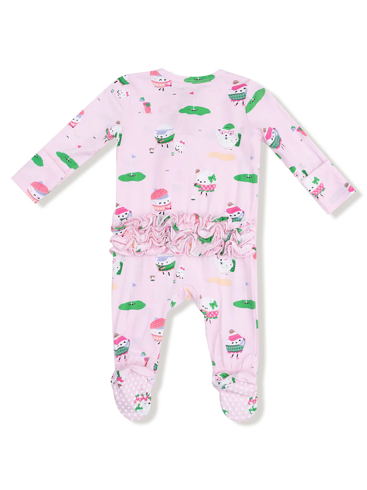 2-Way Zip Ruffle Footie, Golf Pros Pink - Image 2