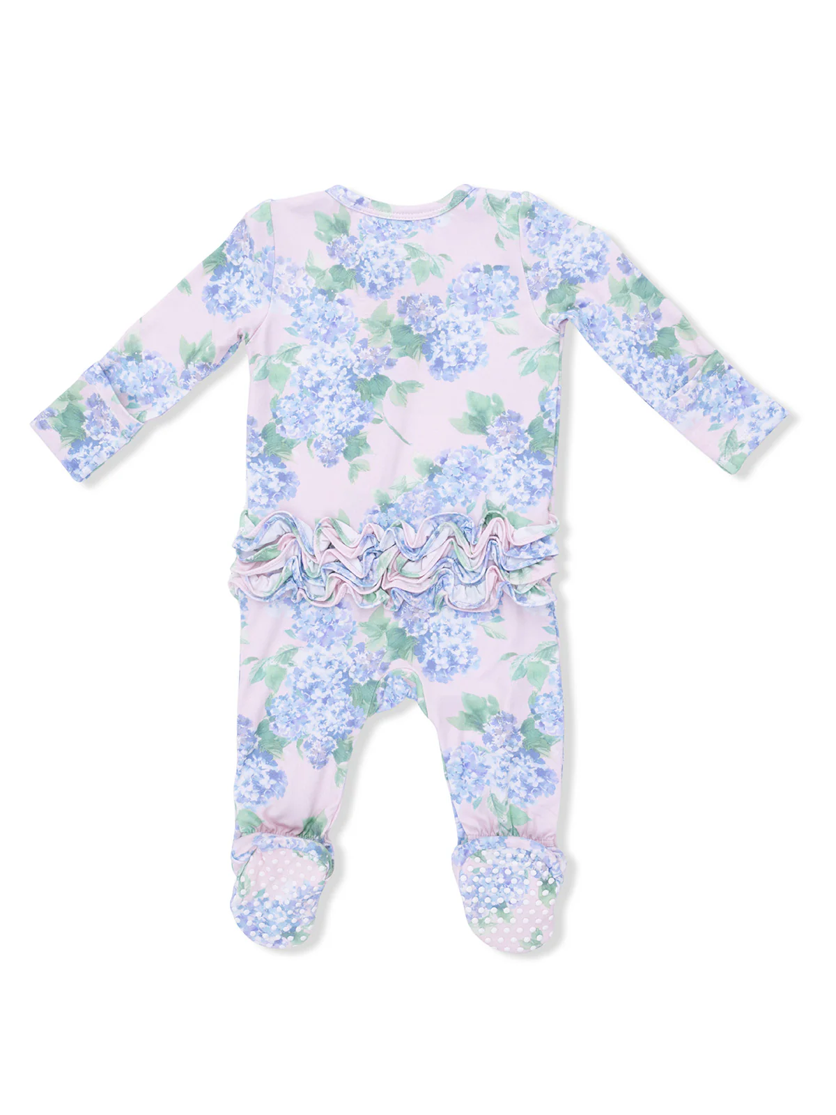 2-Way Zip Ruffle Footie, Hydrangeas - Image 2